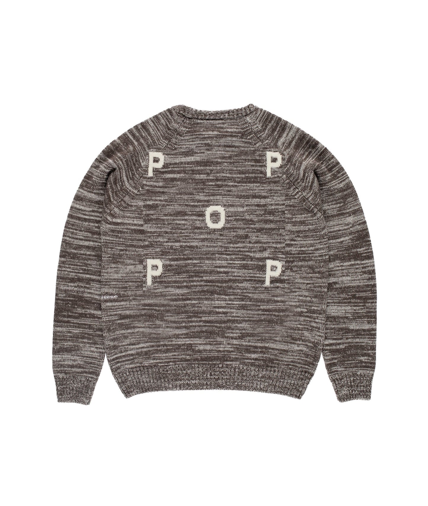 POP Trading Company, POP KNITTED MELANGE LOGO CREWNECK, DELICIOSO/OFF WHITE