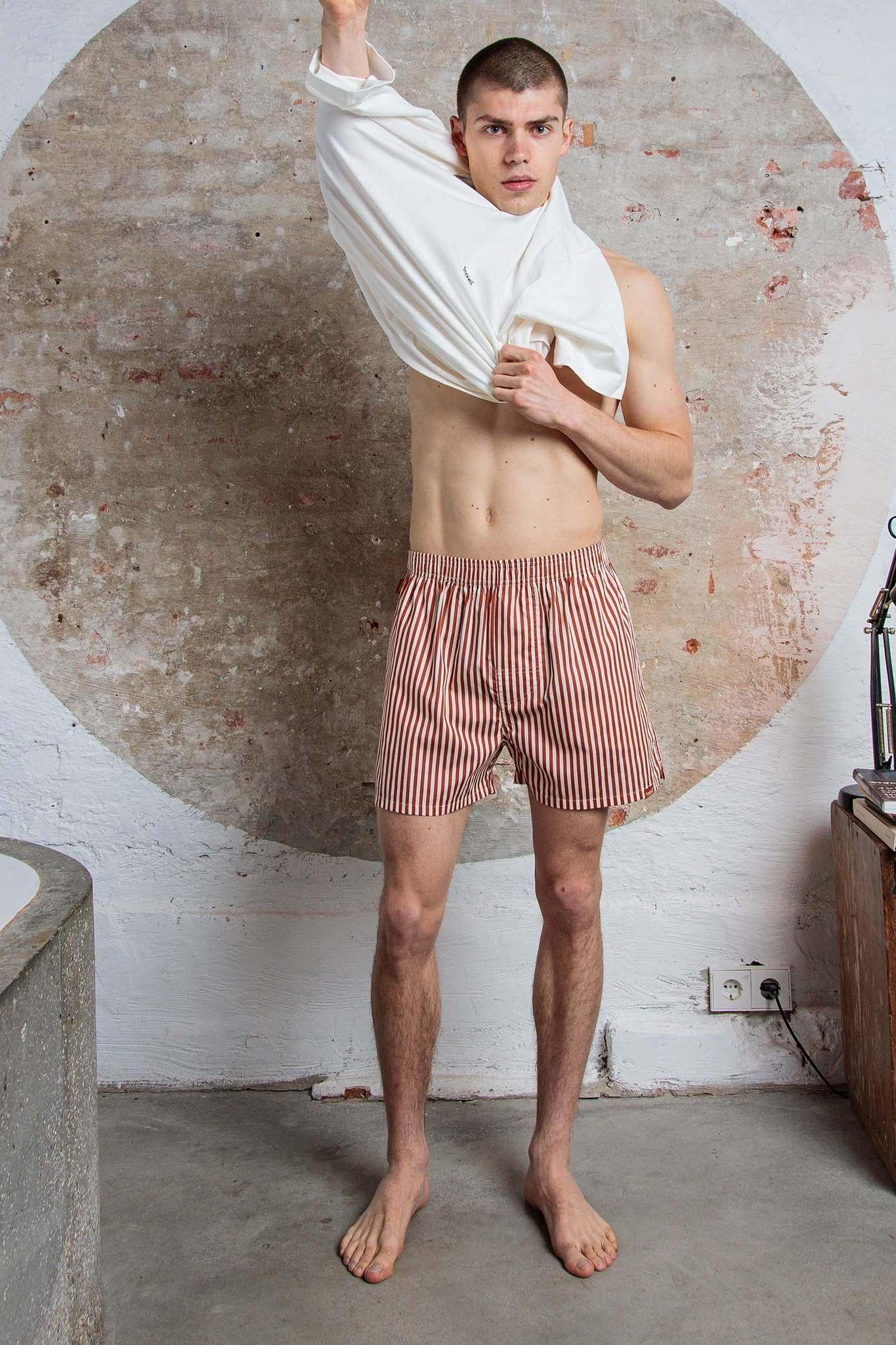 Pockies, Terracotta Striped Boxer Shorts