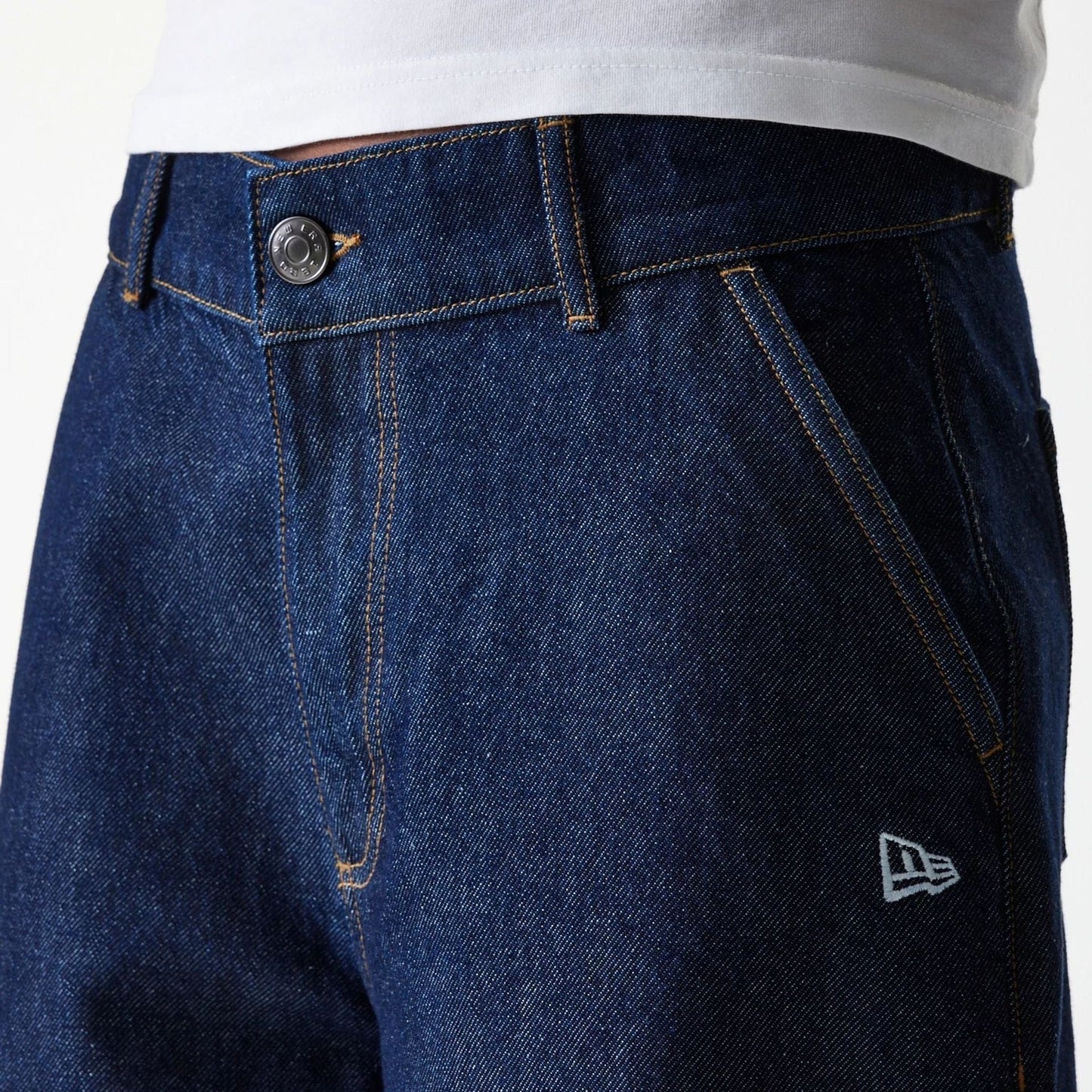 New Era, New York Yankees Womens MLB Wide Leg Denim Trousers, Dark Blue