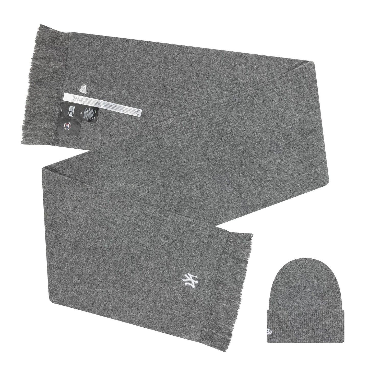 New Era, New York Yankees Beanie & Scarf Set, Dark Grey