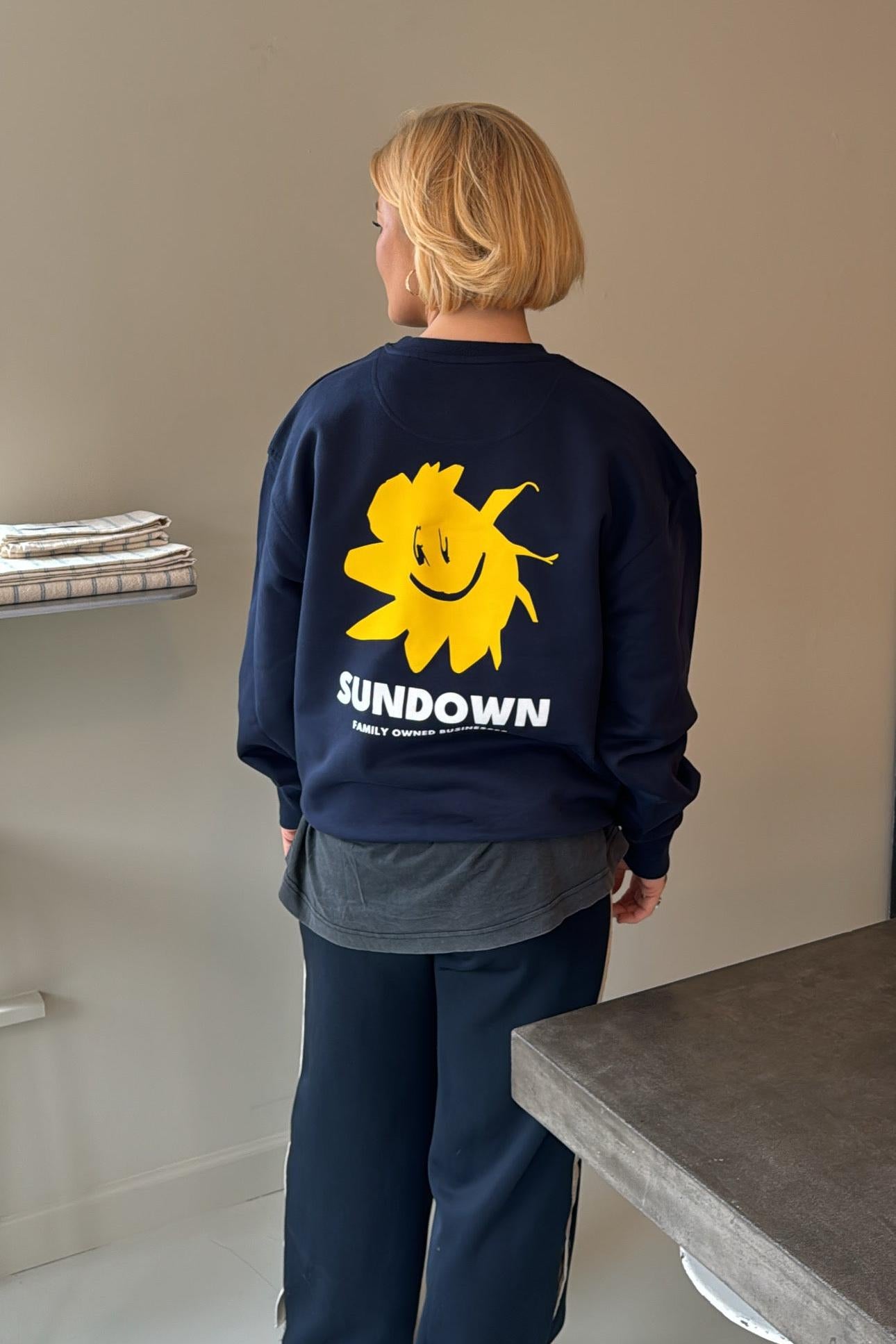 SUNDOWN, Sunni Heavy Crewneck, Navy Blue