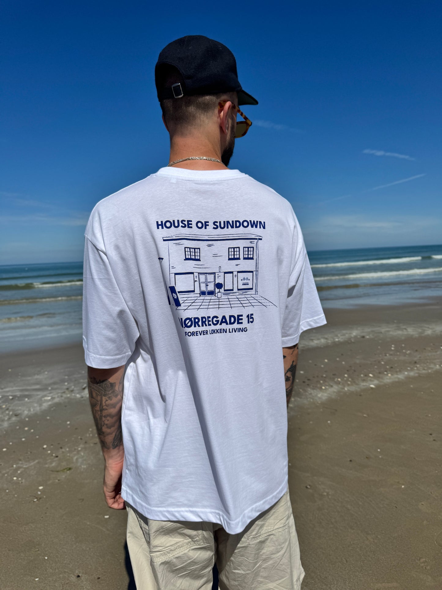 SUNDOWN, House tee, White
