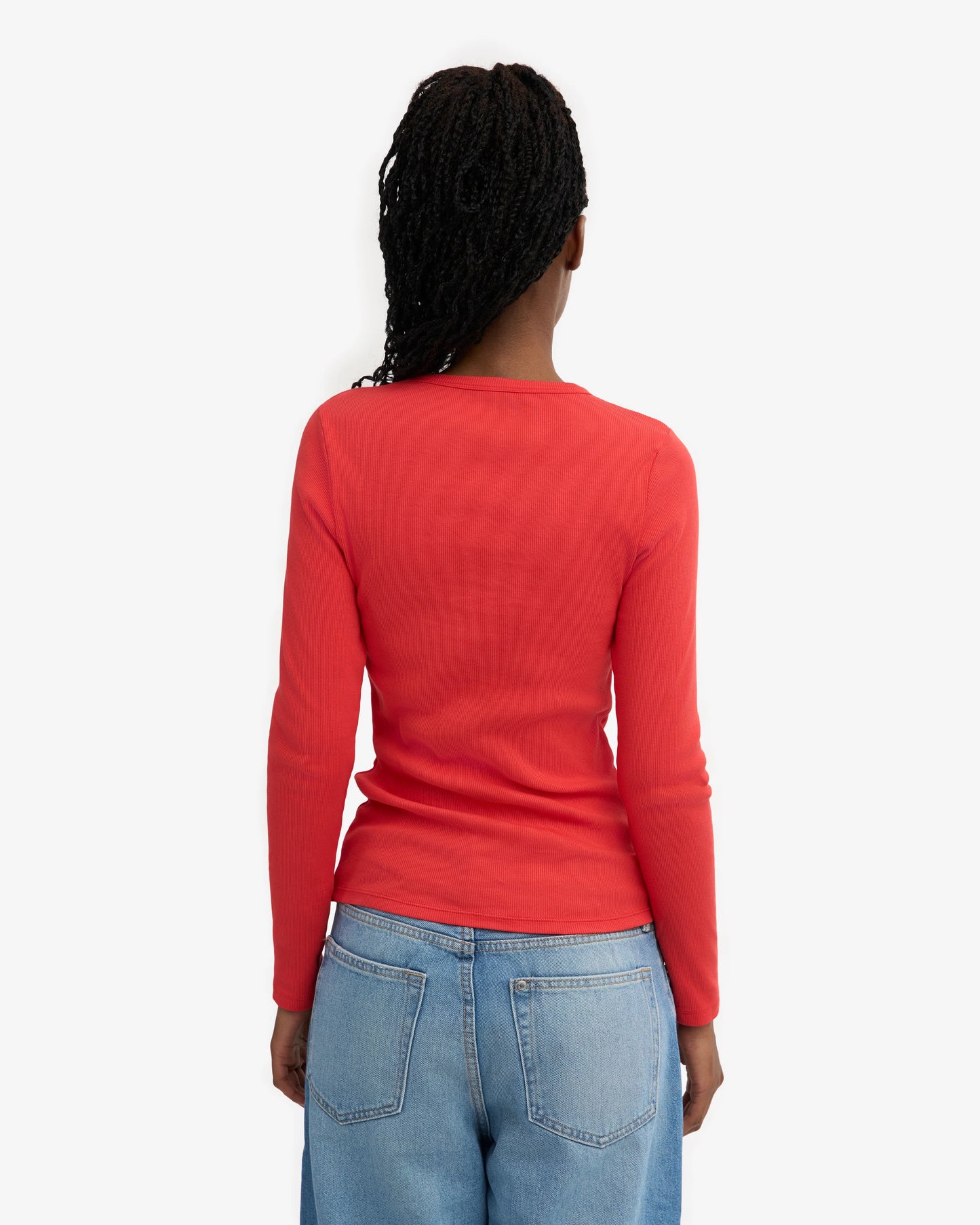 Colorful Standard, Organic Rib LS T-Shirt, Red Tangerine