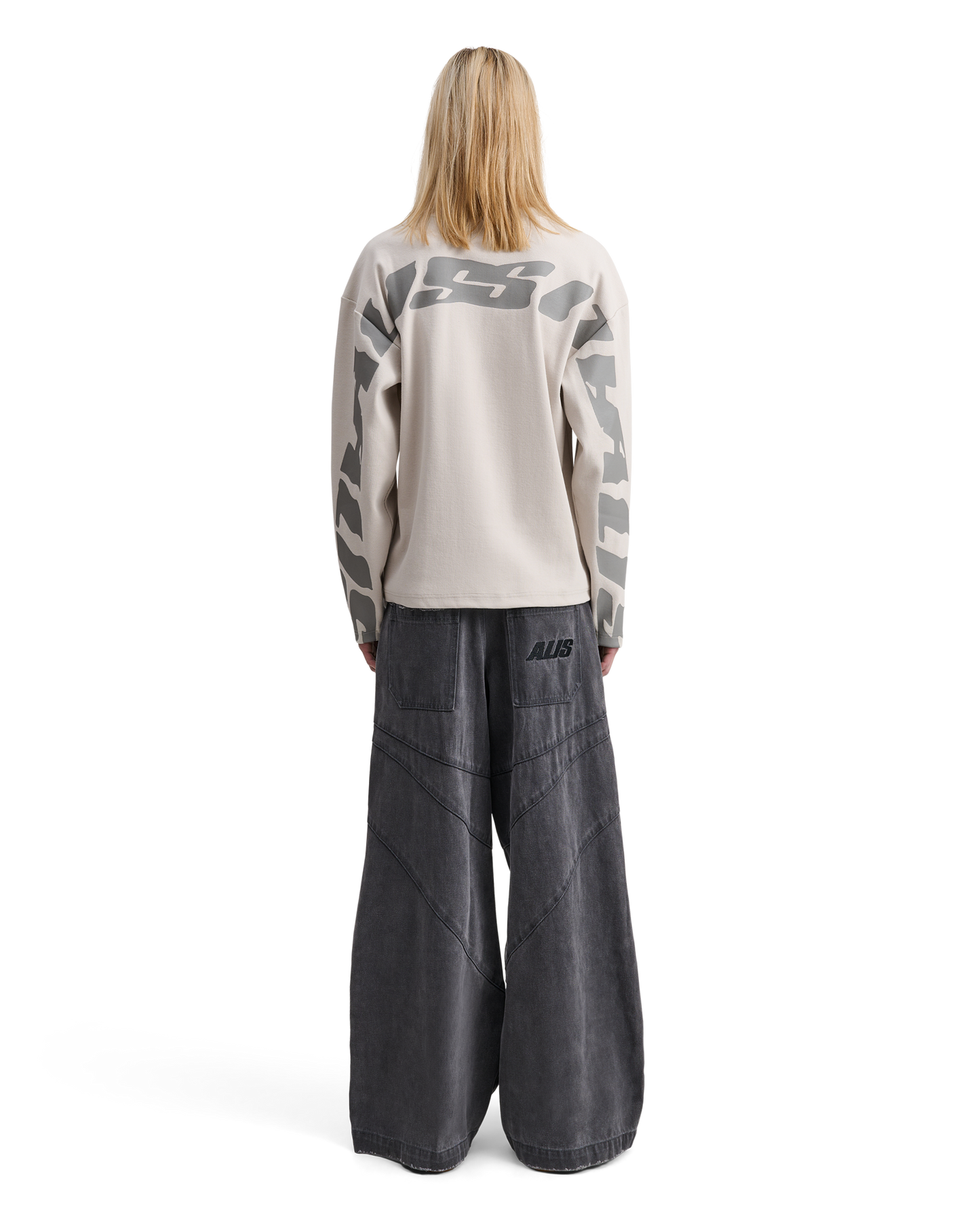 Alis, JOSHUA JOSHUA LONG SLEEVE IN RIB W/ BACK PRINT, Off White