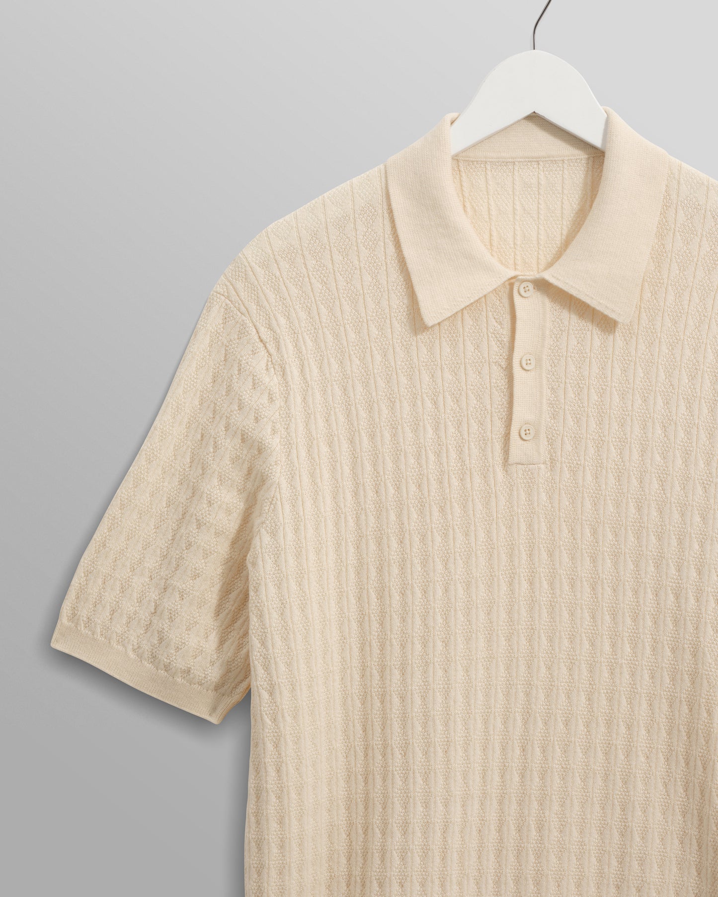WAX London, Naples Stripe Knitted Polo, Off White