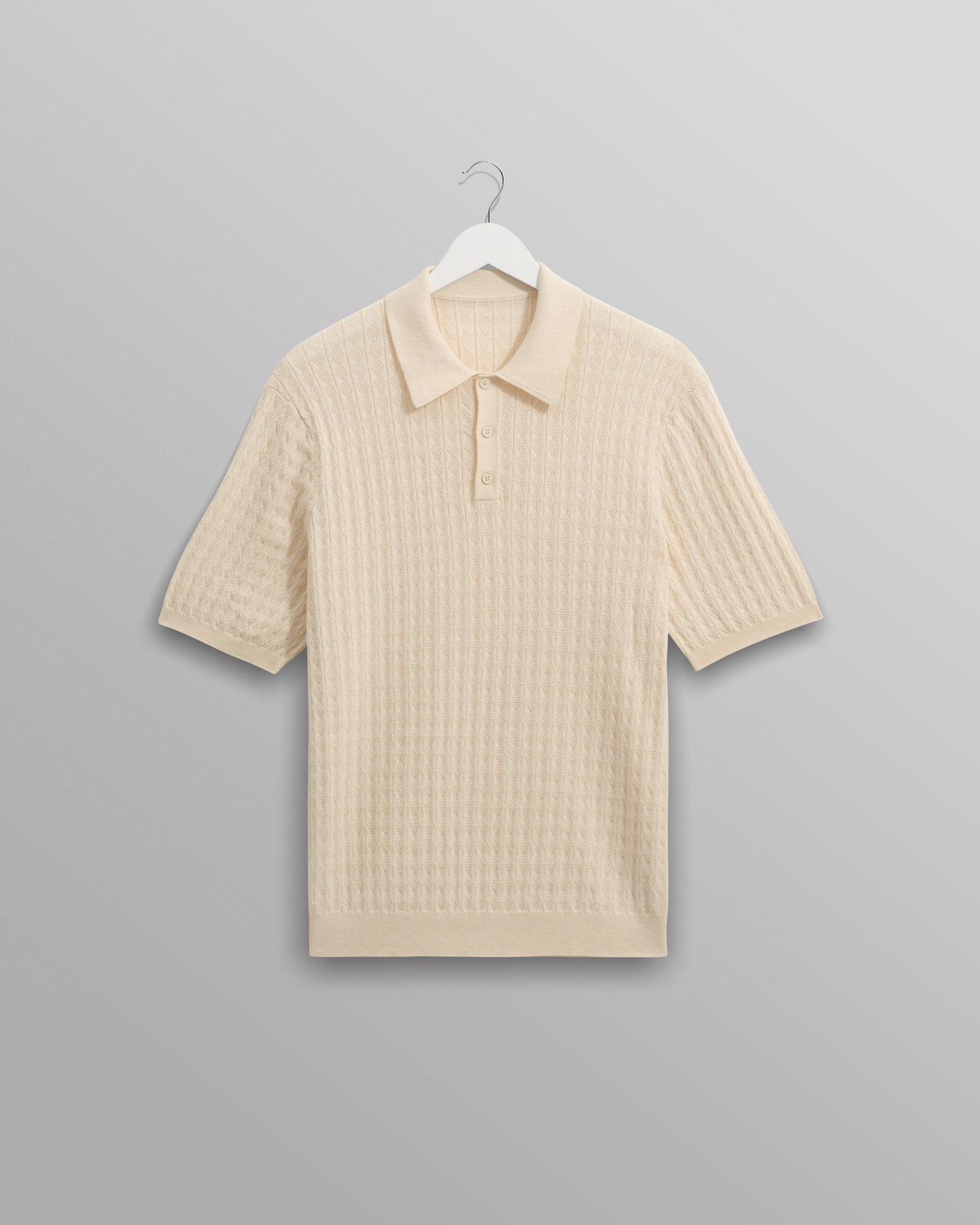 WAX London, Naples Stripe Knitted Polo, Off White