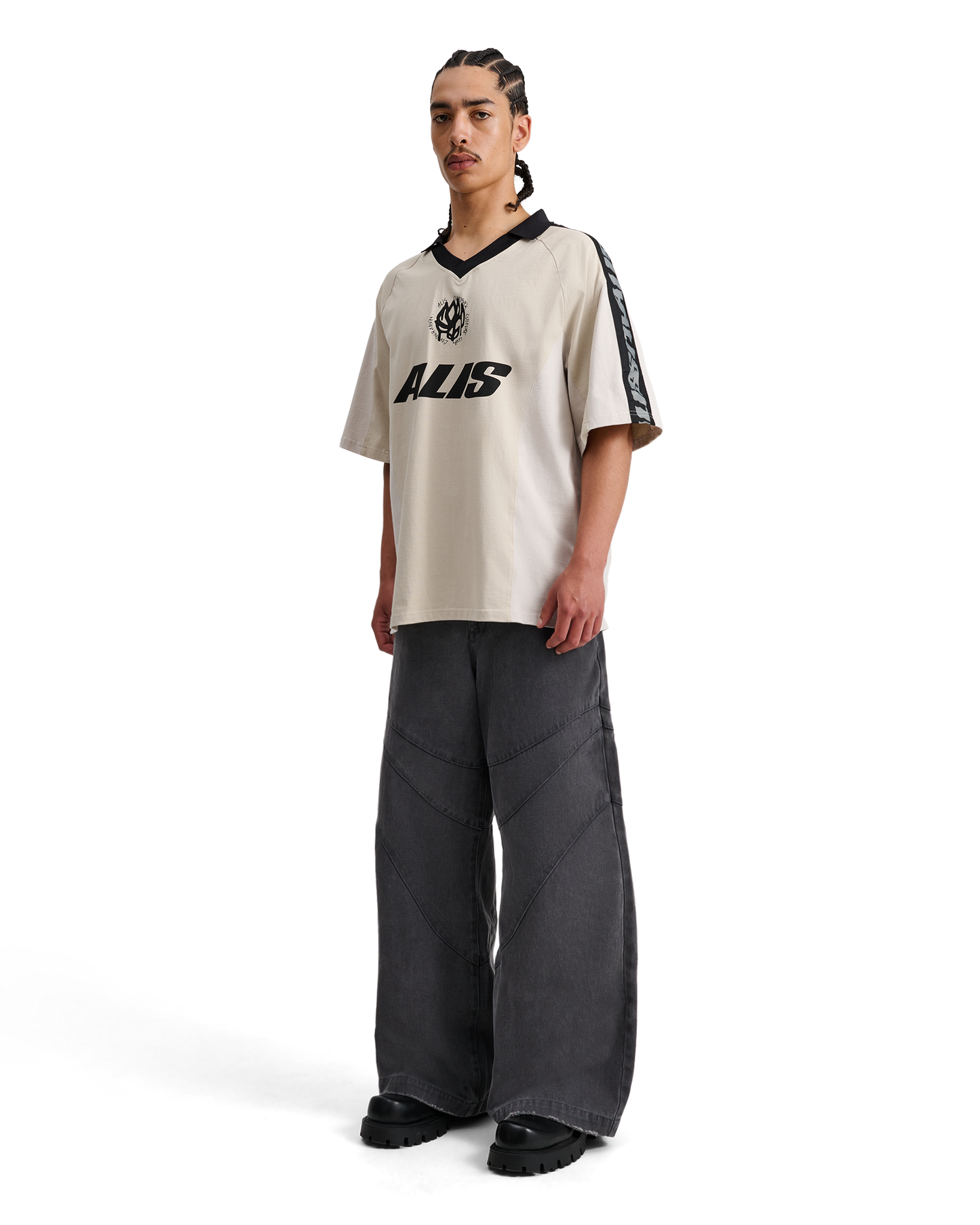 Alis, ALAIN POLO W/ GRAPHIC & LOGOBAND, Sand & Antartica Off White