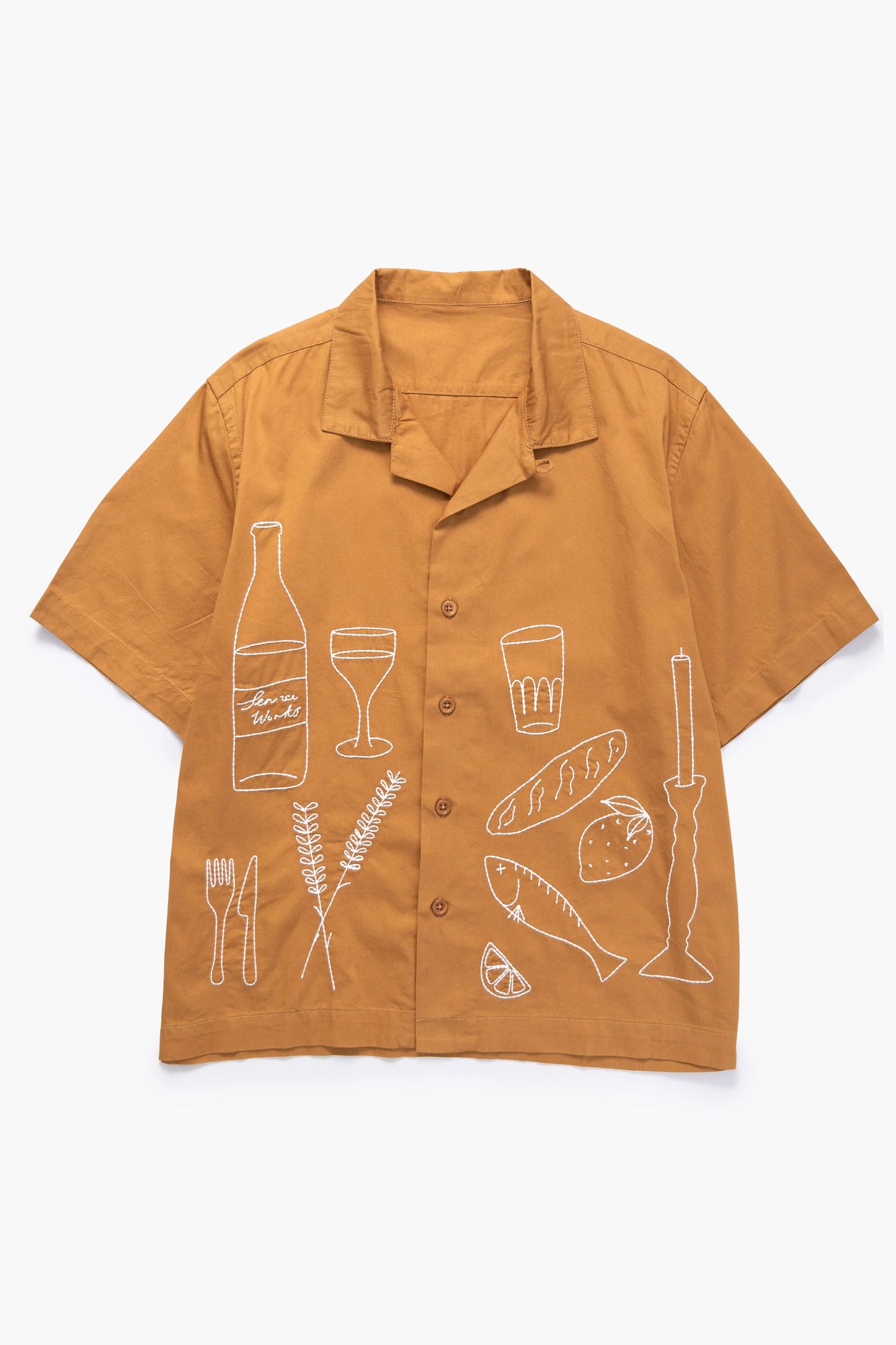 Service Works, Light Twill Picnic Short Sleeve Shirt, Burnt Sugar
