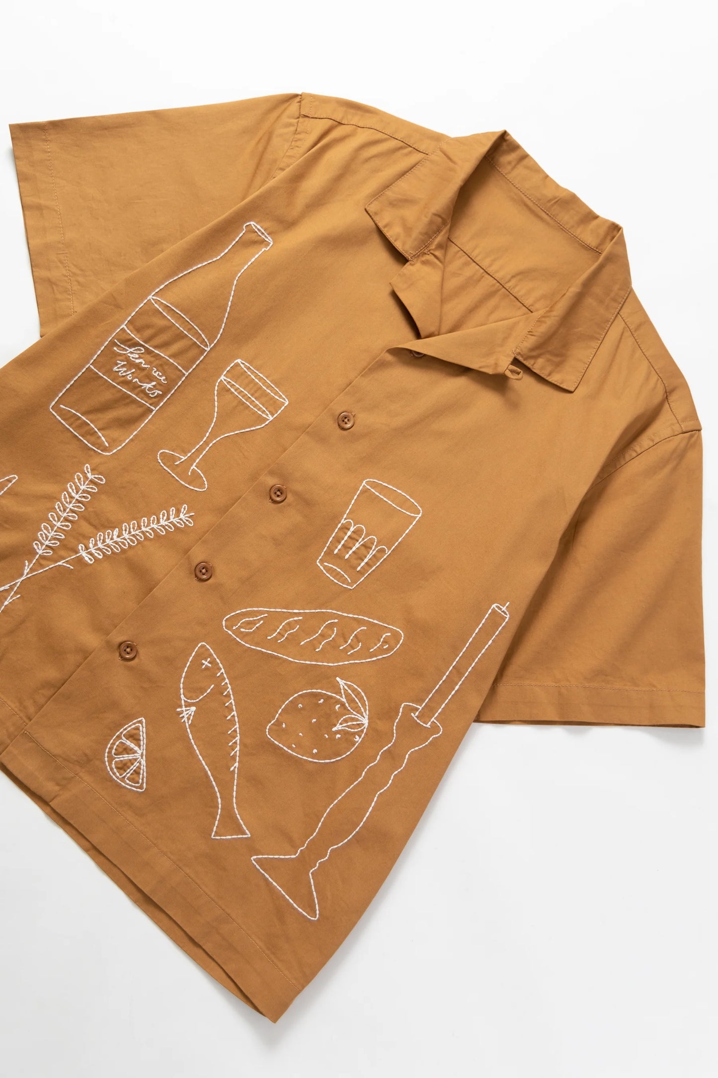 Service Works, Light Twill Picnic Short Sleeve Shirt, Burnt Sugar