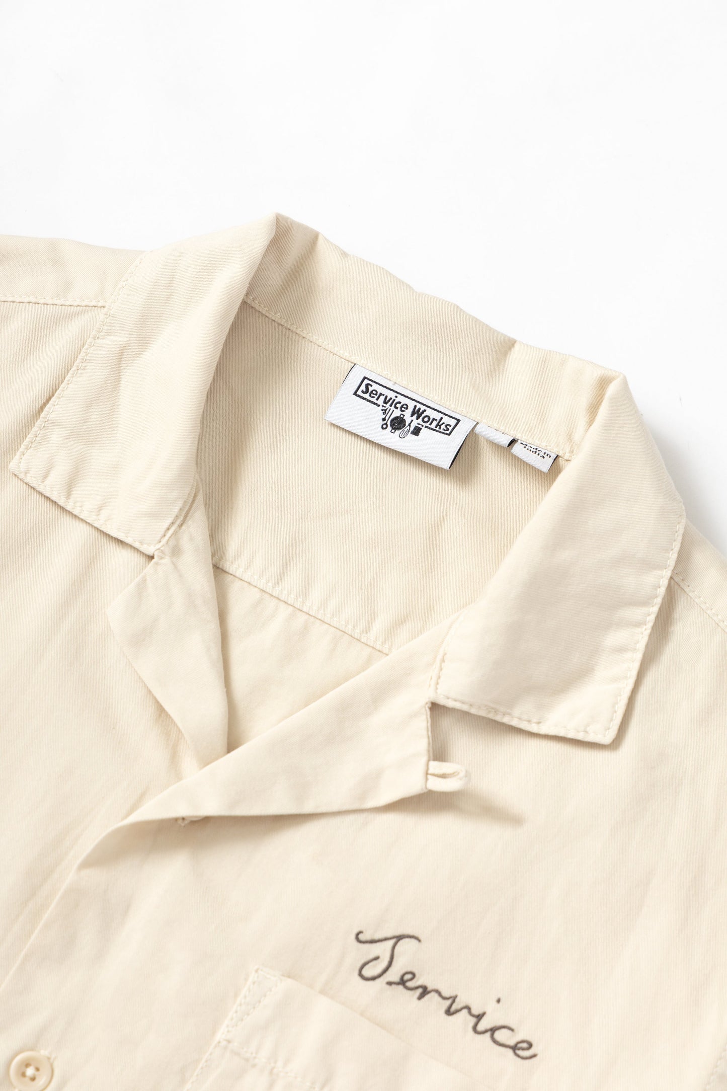 Service Works, Embroidered Resort Shirt, White Oak