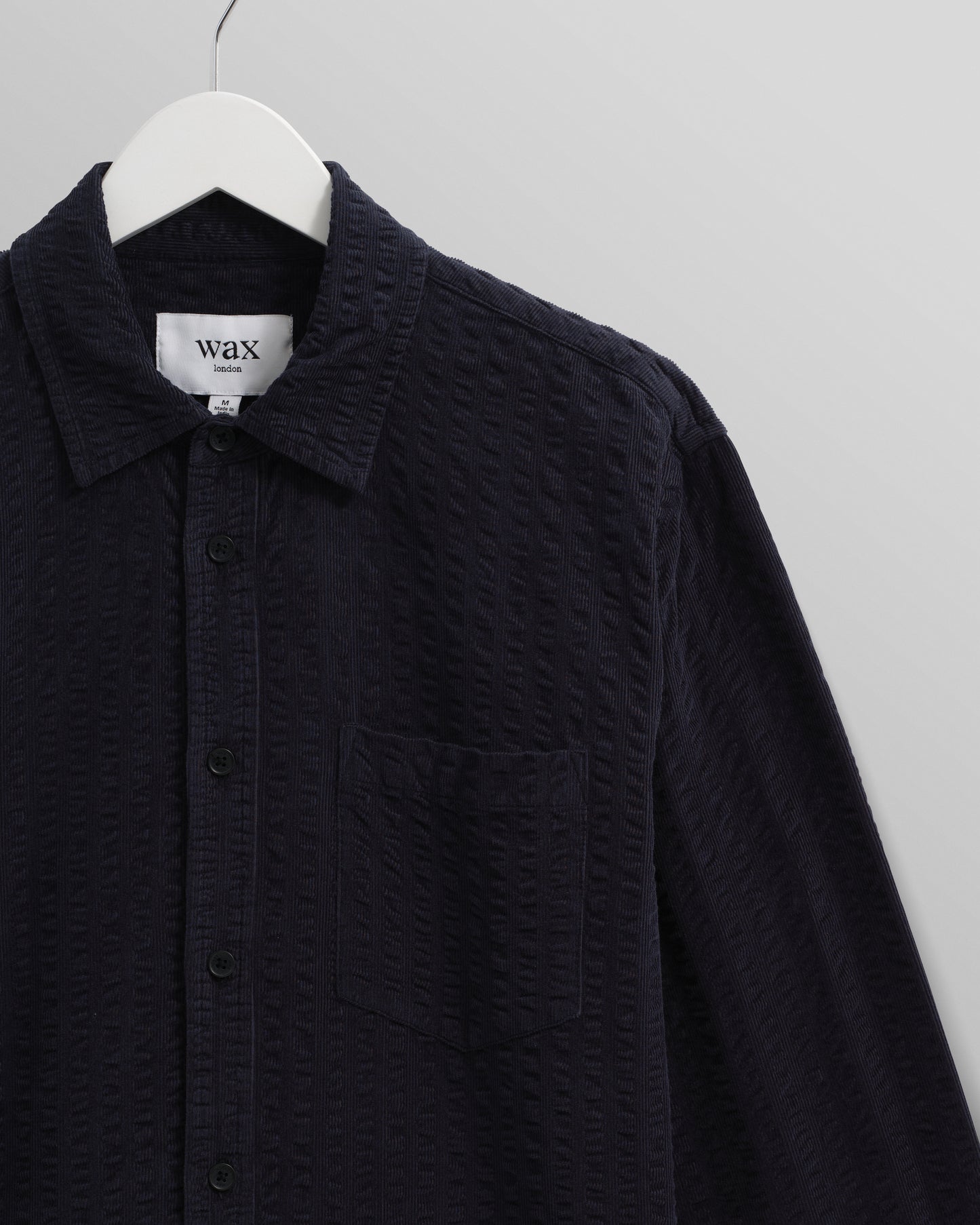WAX London, Shelly Seersucker Corduroy Shirt, Navy Blue