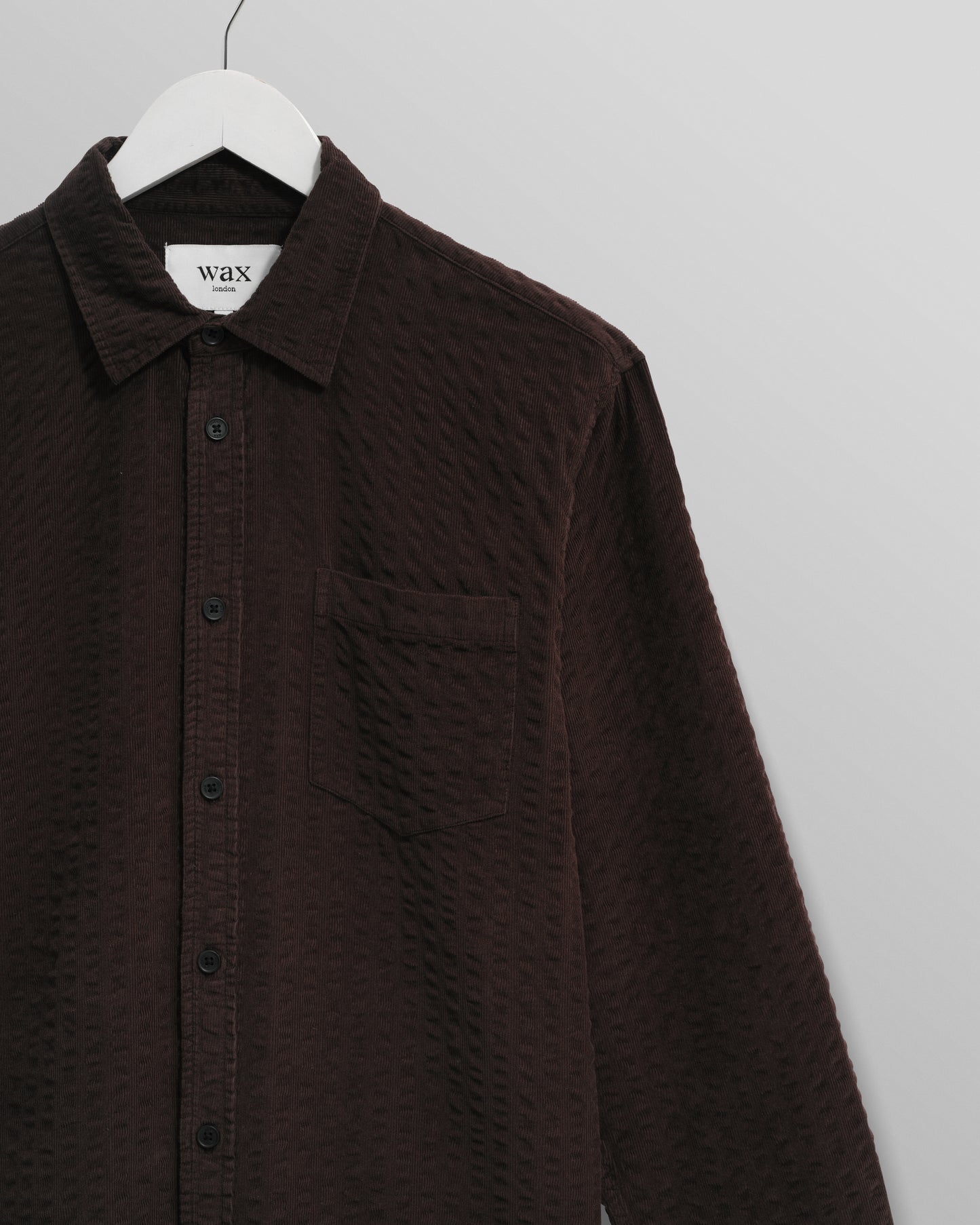 WAX London, Shelly Seersucker Corduroy Shirt, Deep Brown