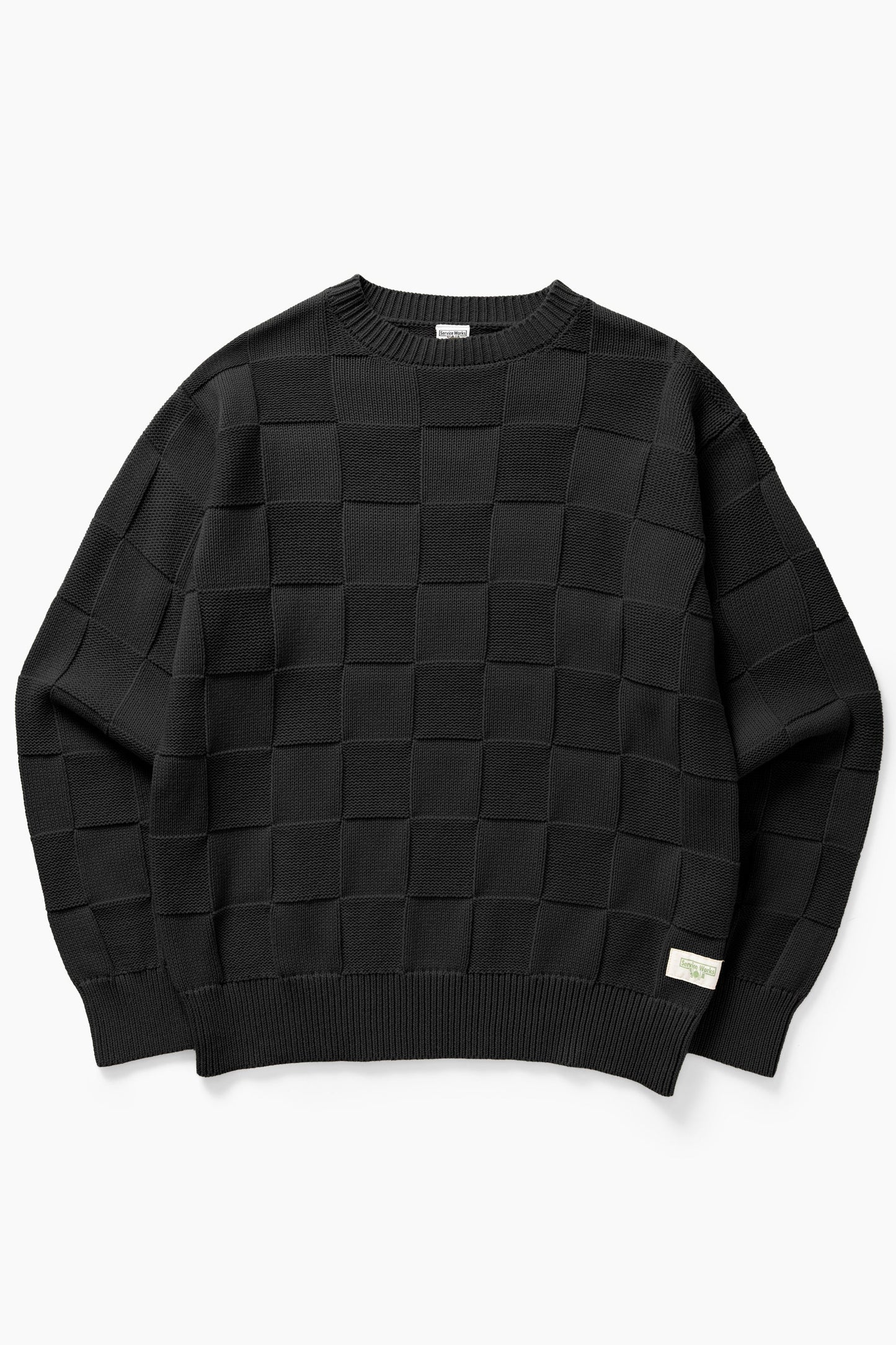 Service Works, Check Knit Crewneck, Black