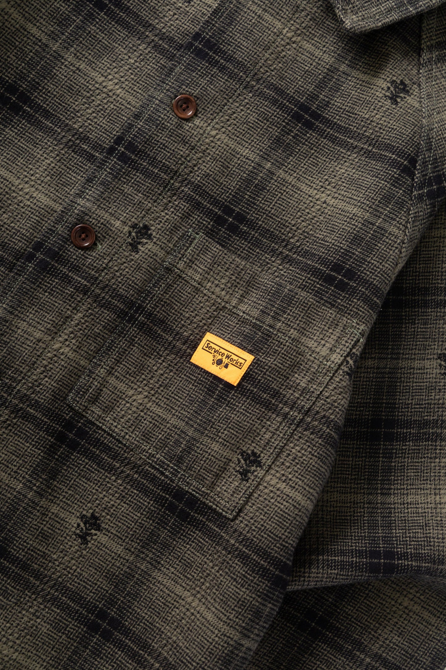 Service Works, Thistle Plaid Front Of House Jacket, Olive