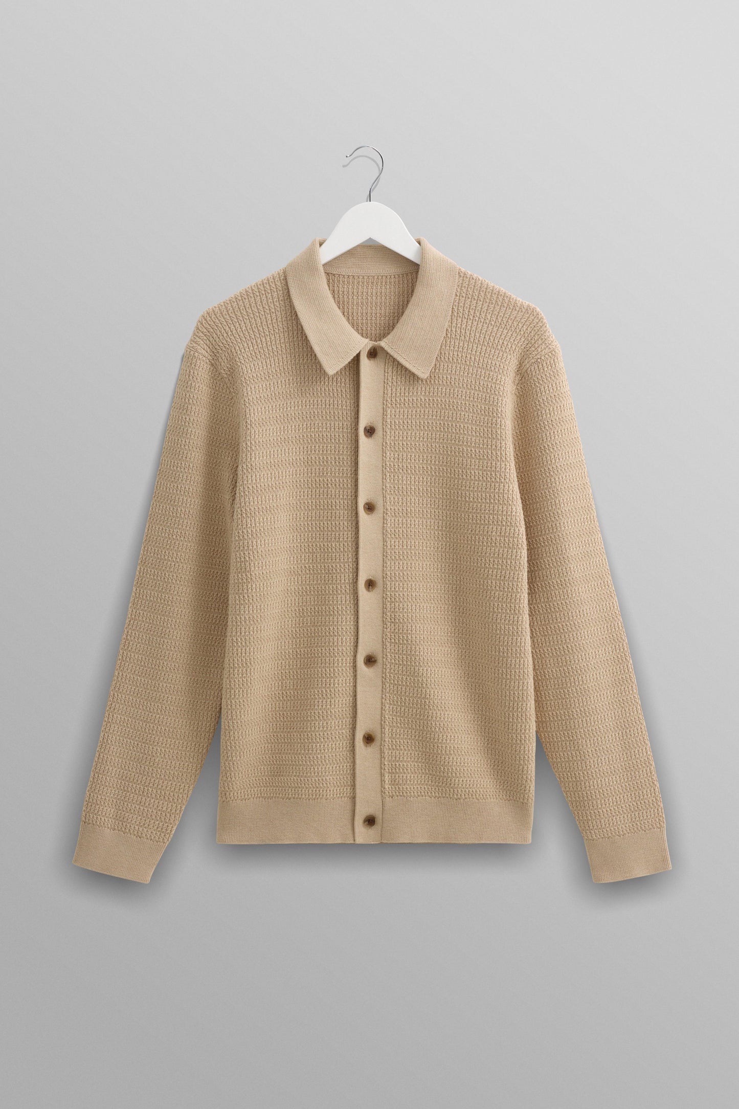 Wax London, TRISTAN L/S SHIRT MINI CABLE STITCH, SAND