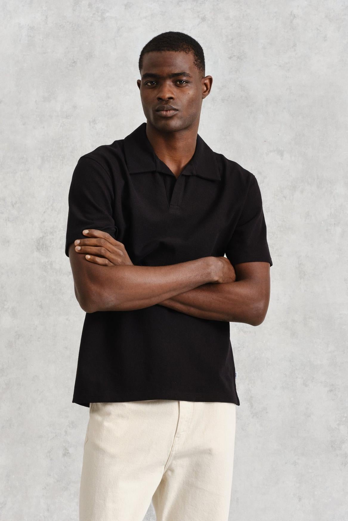 Wax London, Atwood Organic Cotton Polo Shirt, Black