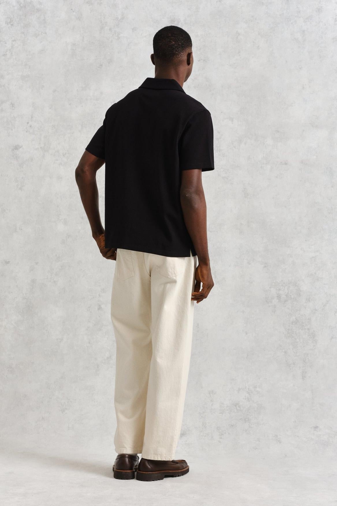 Wax London, Atwood Organic Cotton Polo Shirt, Black