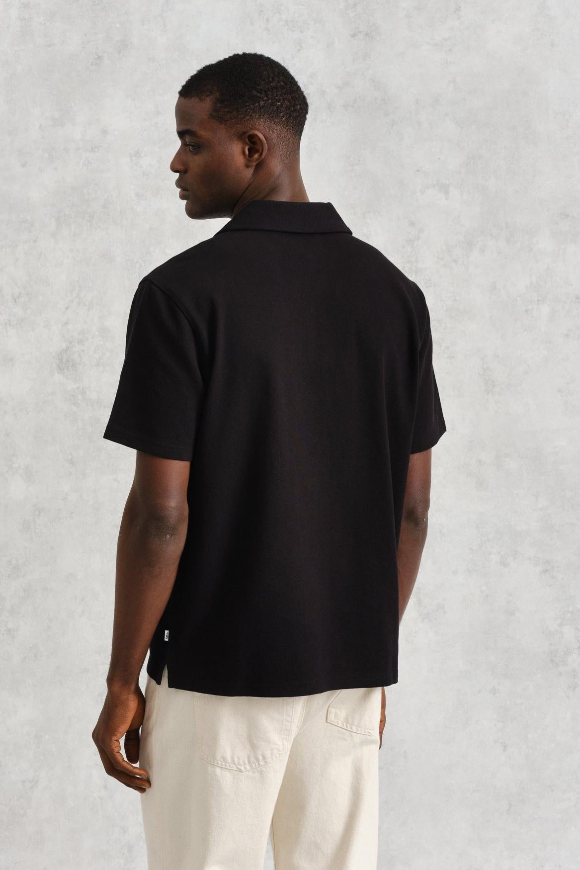 Wax London, Atwood Organic Cotton Polo Shirt, Black