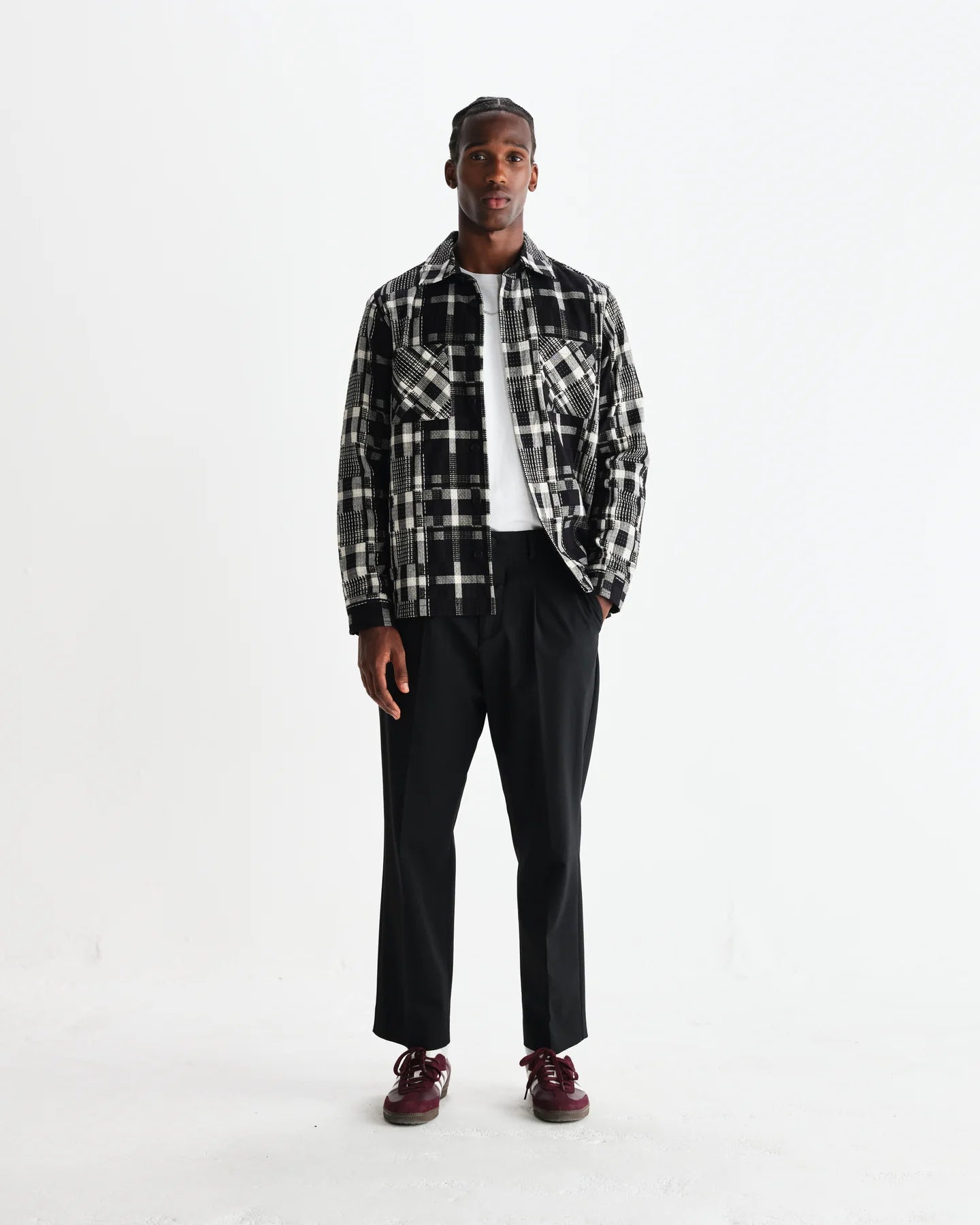 WAX London, Aubyn Wool Blend Twill Pleated Trousers, Black