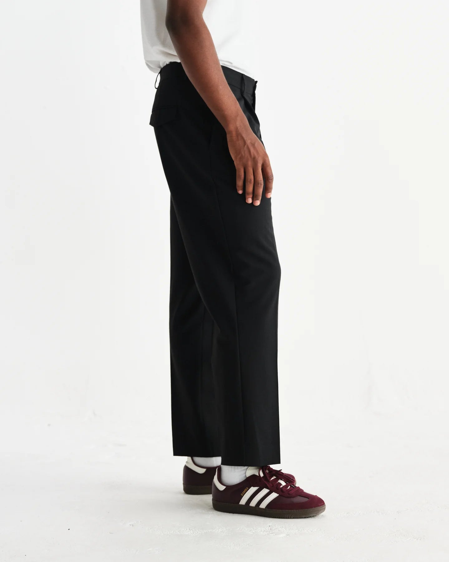 WAX London, Aubyn Wool Blend Twill Pleated Trousers, Black
