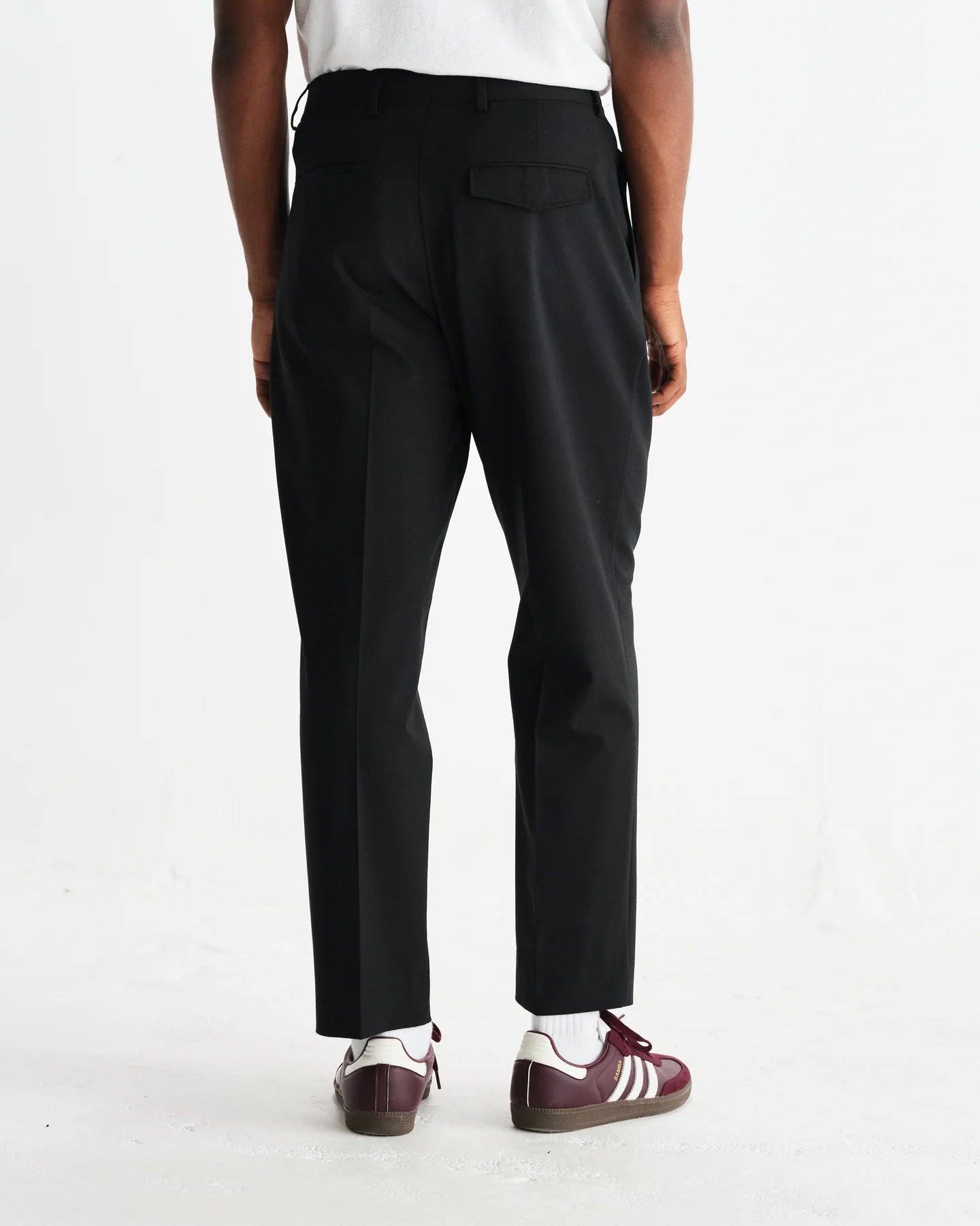 WAX London, Aubyn Wool Blend Twill Pleated Trousers, Black