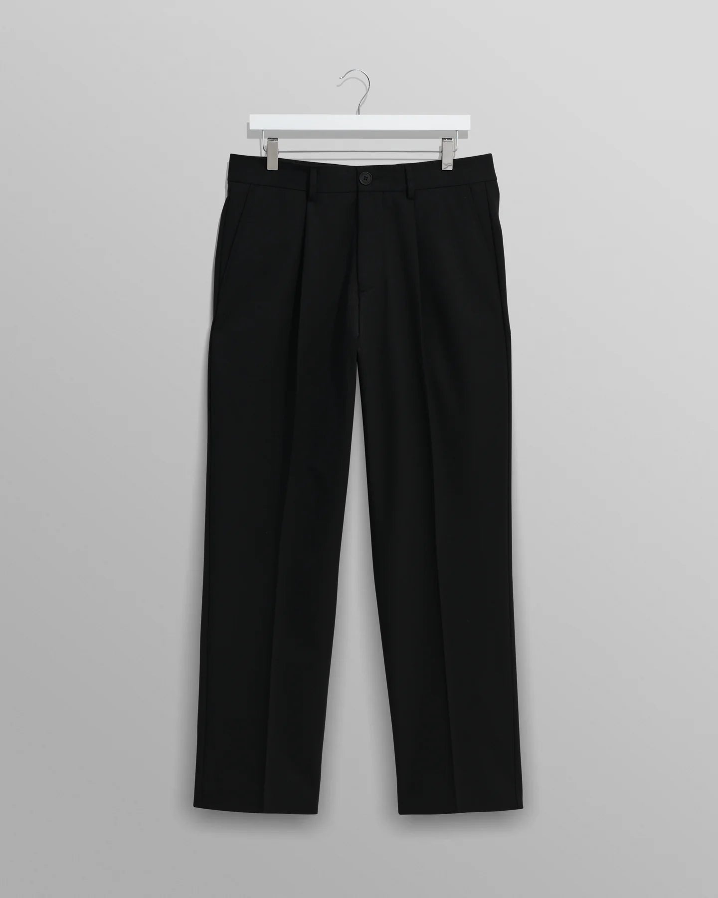 WAX London, Aubyn Wool Blend Twill Pleated Trousers, Black