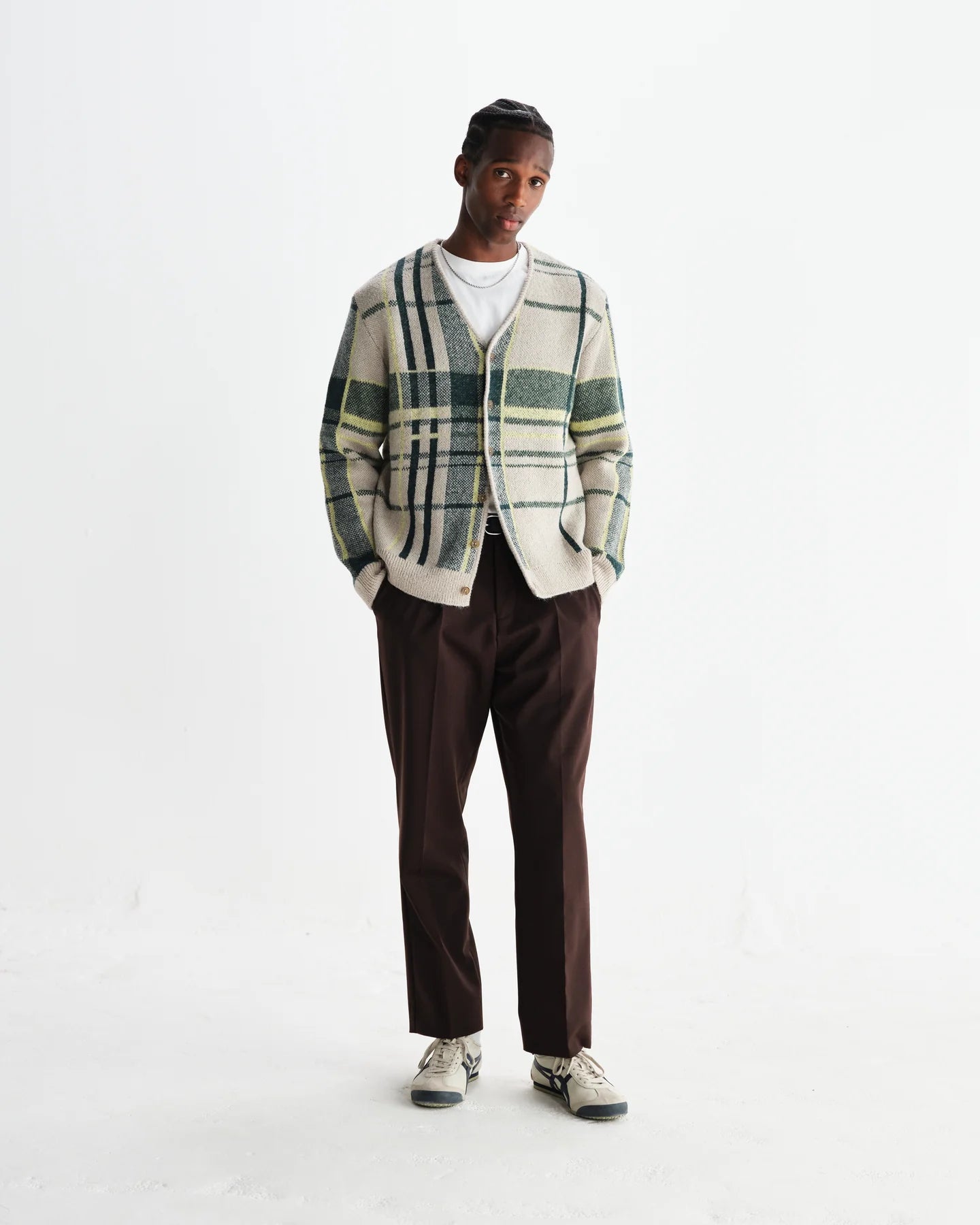 WAX London, Aubyn Wool Blend Twill Pleated Trousers, Dark Brown