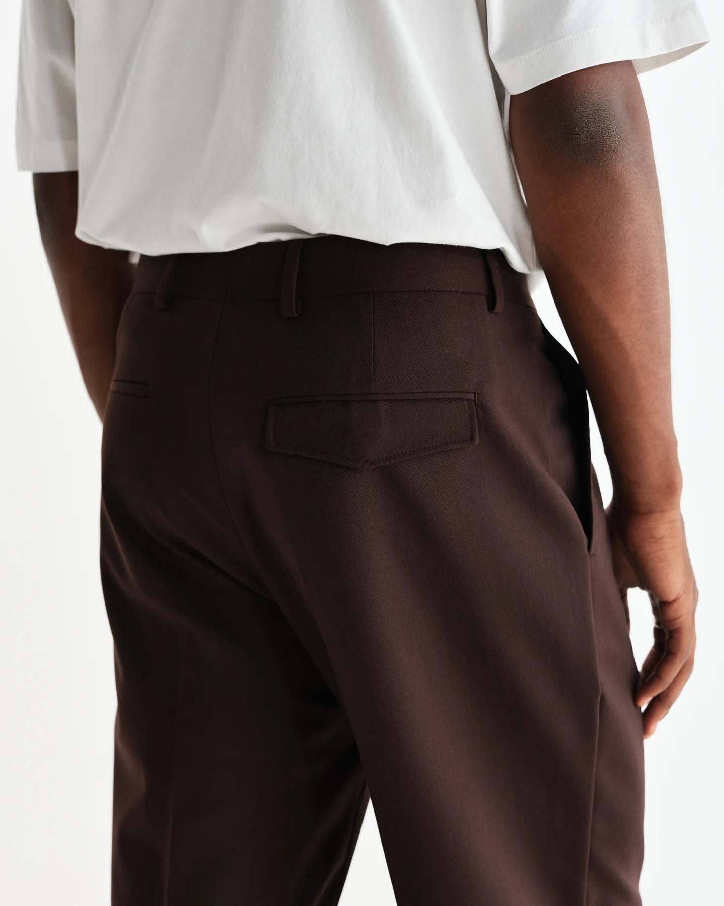 WAX London, Aubyn Wool Blend Twill Pleated Trousers, Dark Brown