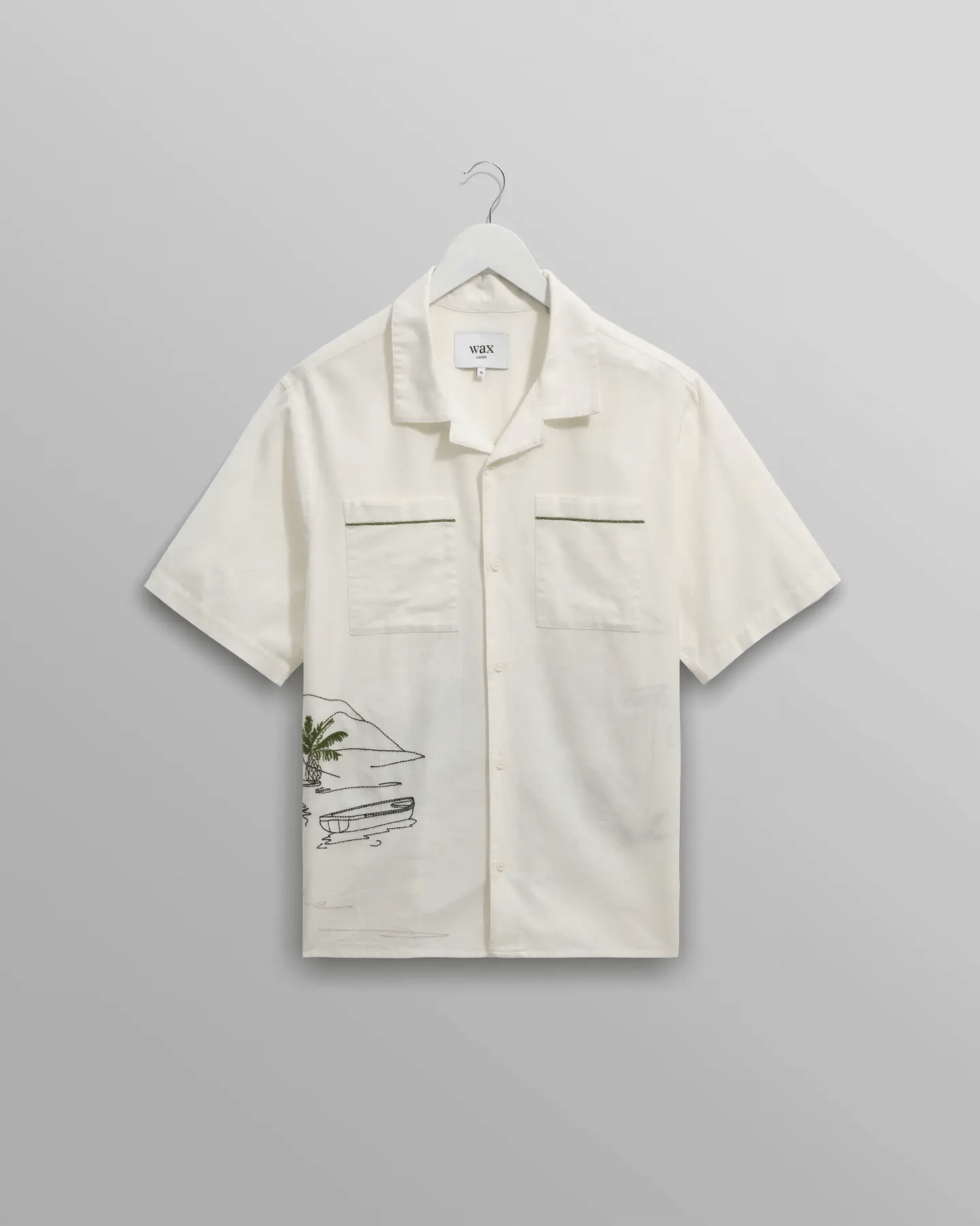 WAX London, Didcot Embroidered Short-Sleeve Shirt, Ecru And Multicolour