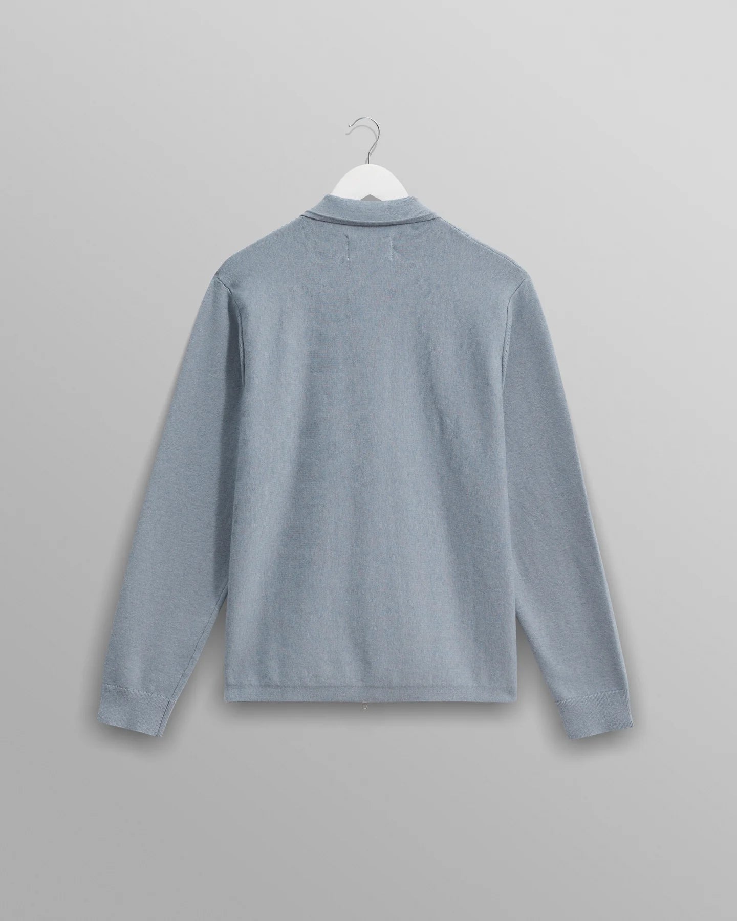 WAX London, Lennox Milano Stripe Knitted Polo, Grey Blue