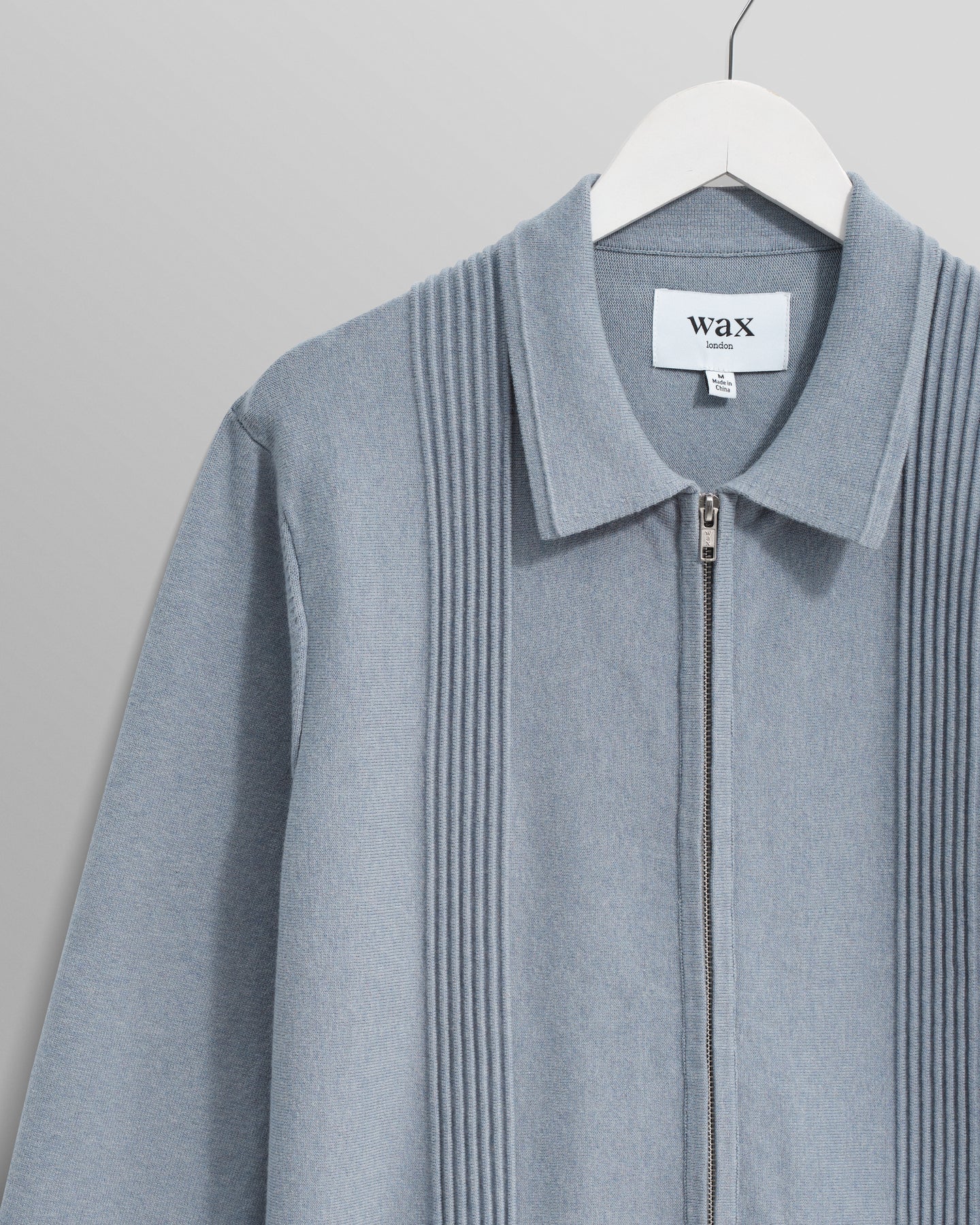 WAX London, Lennox Milano Stripe Knitted Polo, Grey Blue