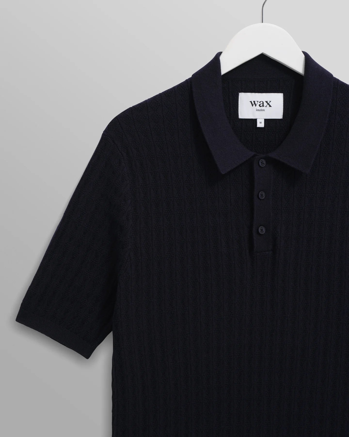 WAX London, Naples Stripe Knitted Polo, Navy