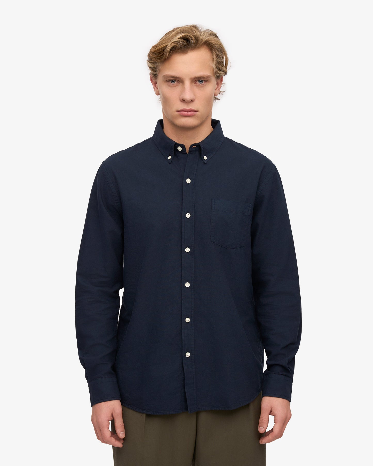 Colorful Standard, Organic Button Down Shirt, Navy Blue
