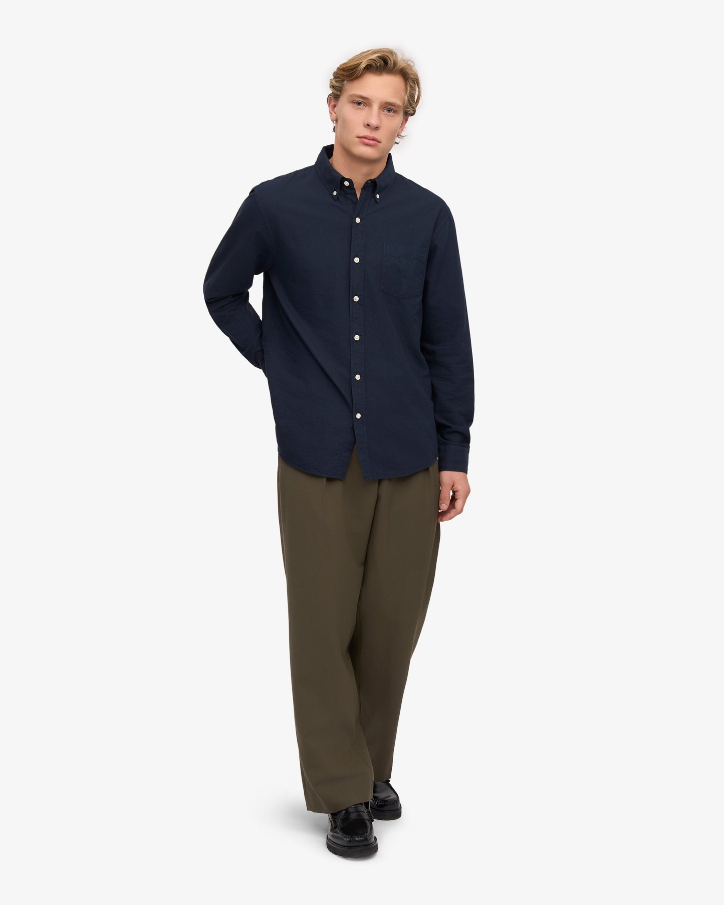 Colorful Standard, Organic Button Down Shirt, Navy Blue