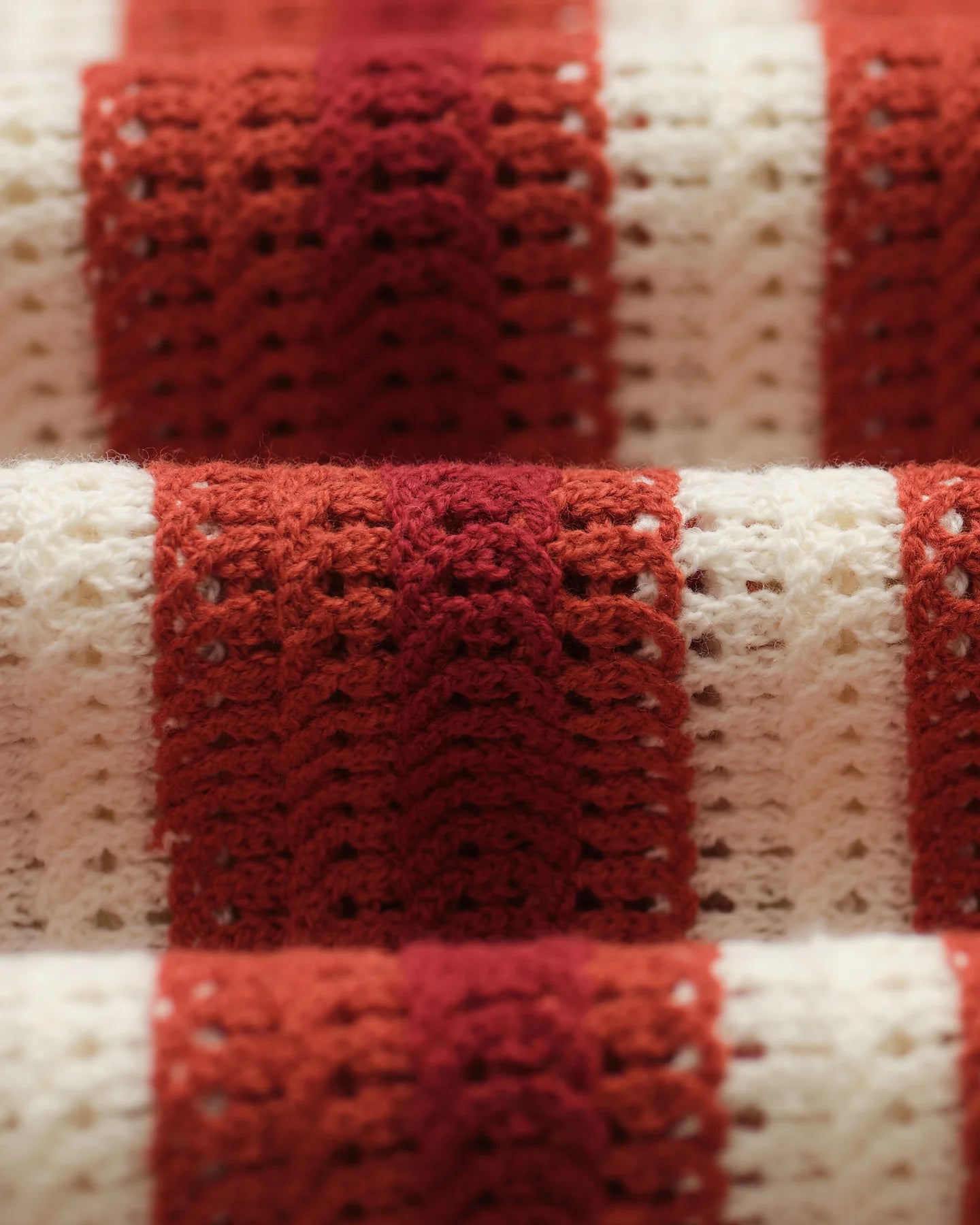 WAX London, Porto Stripe Crochet Knitted Shirt, Ecru & Orange