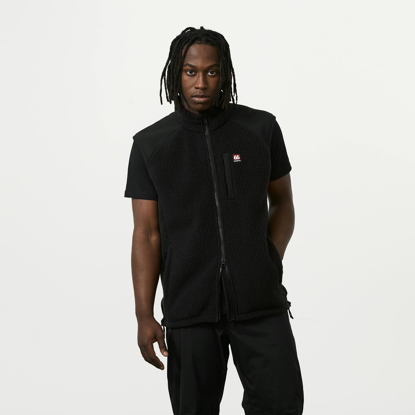66 NORTH, Tindur Technical Shearling Vest, Black