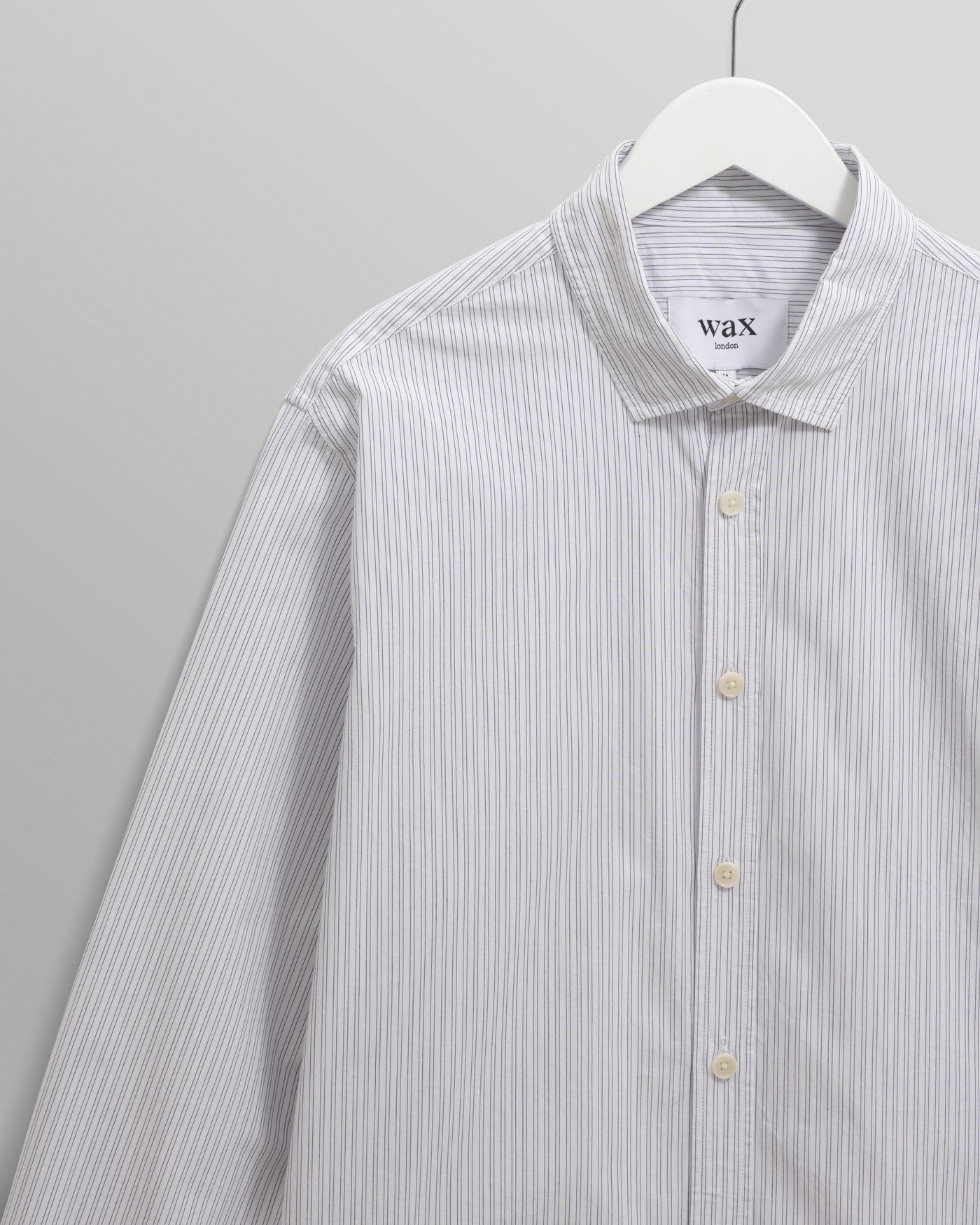 WAX London, Shelly Fine Stripe Poplin Shirt, Ecru And Blue