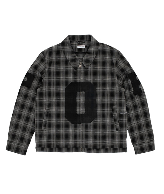 Pop Trading, CHECKED FOOTBALL JACKET, CHARCOAL
