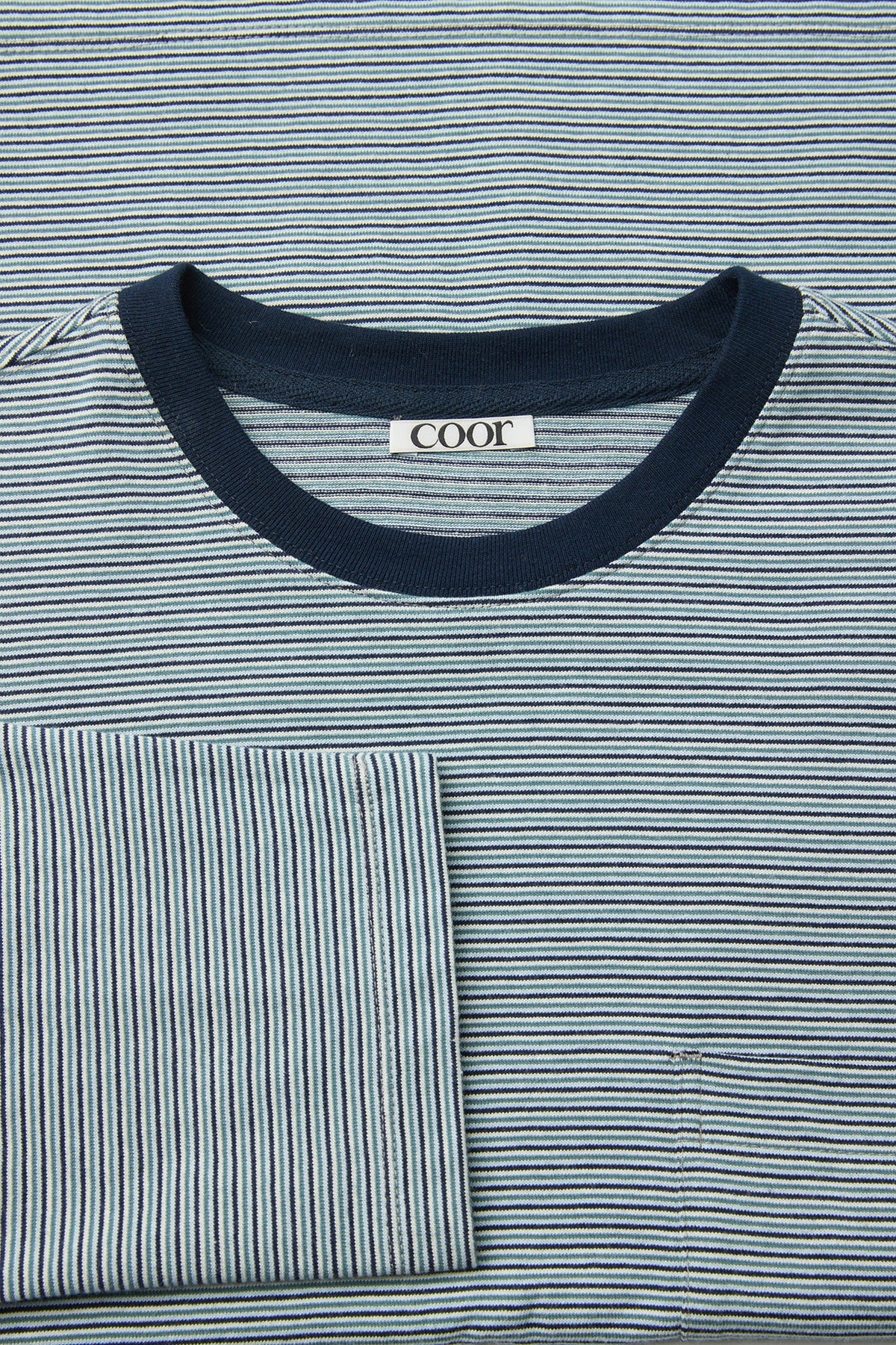 COOR, Multi pin stripe pocket t-shirt, blue
