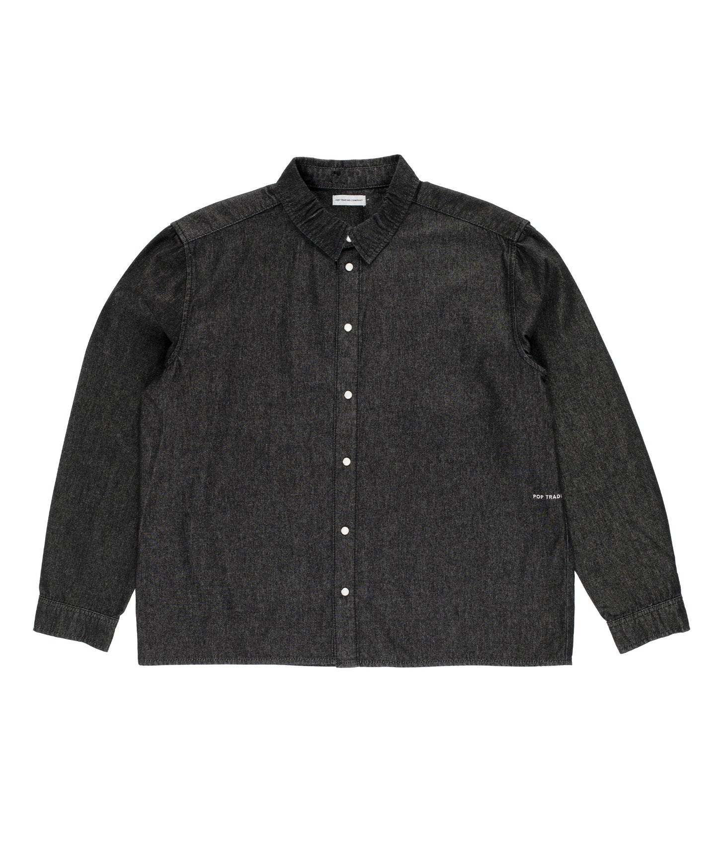 Pop Trading, APPLIQUE LOGO DENIM SHIRT, BLACK