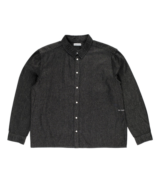 Pop Trading, APPLIQUE LOGO DENIM SHIRT, BLACK