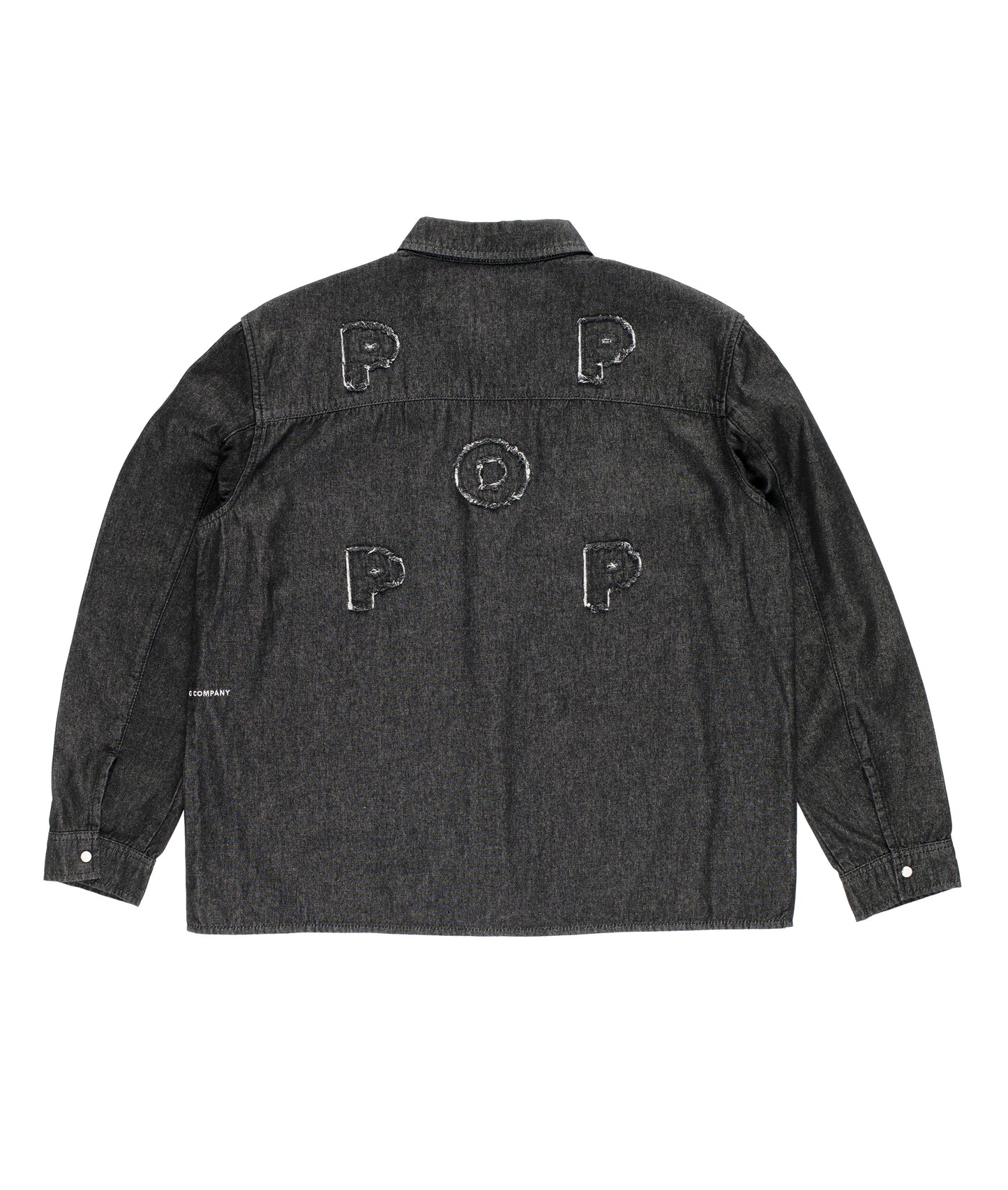 Pop Trading, APPLIQUE LOGO DENIM SHIRT, BLACK