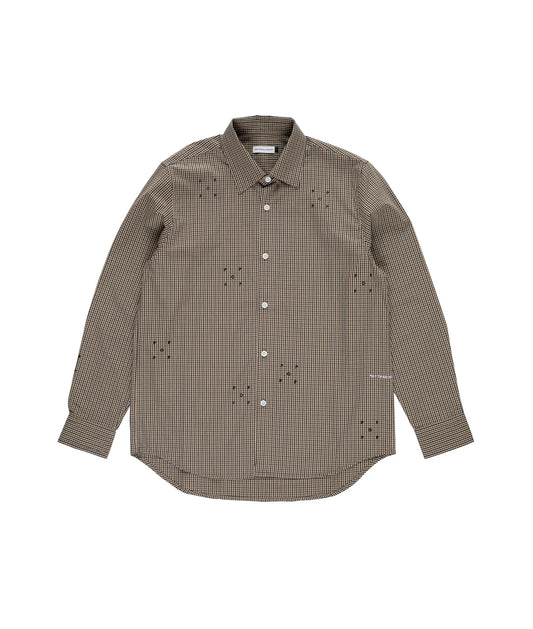 POP Trading Company, POP CHECKED ALLOVER LOGO SHIRT, NAVY/DELICIOSO