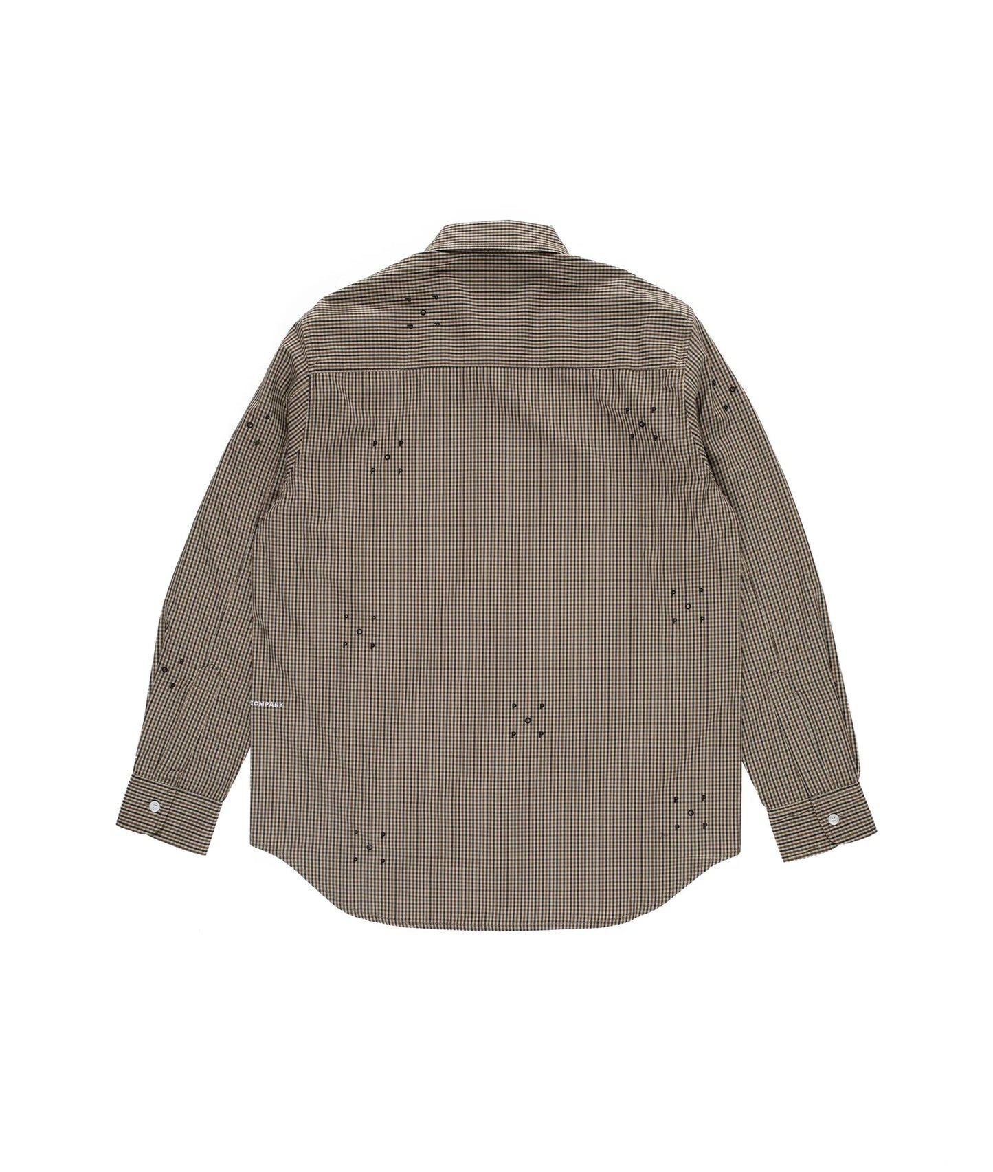 POP Trading Company, POP CHECKED ALLOVER LOGO SHIRT, NAVY/DELICIOSO