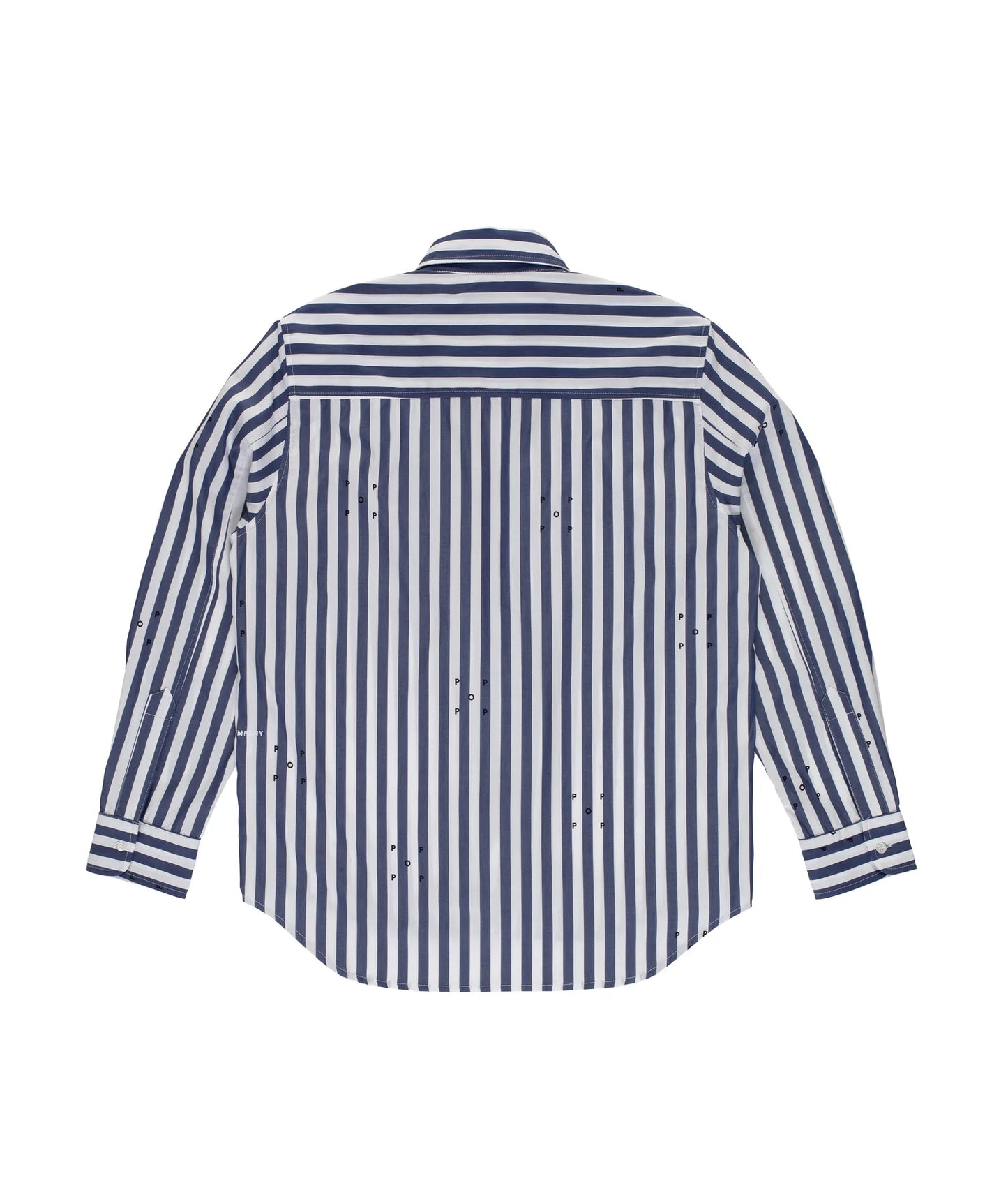 Pop Trading, POP LOGOS STRIPE SHIRT EARTH, NAVY/WHITE