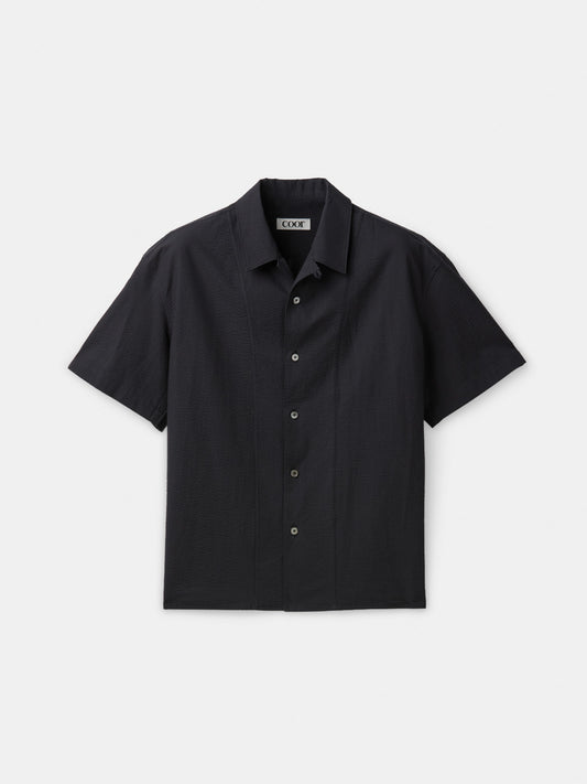 COOR, PANEL LINE CAMP COLLAR HALF SHIRT, Dark Navy