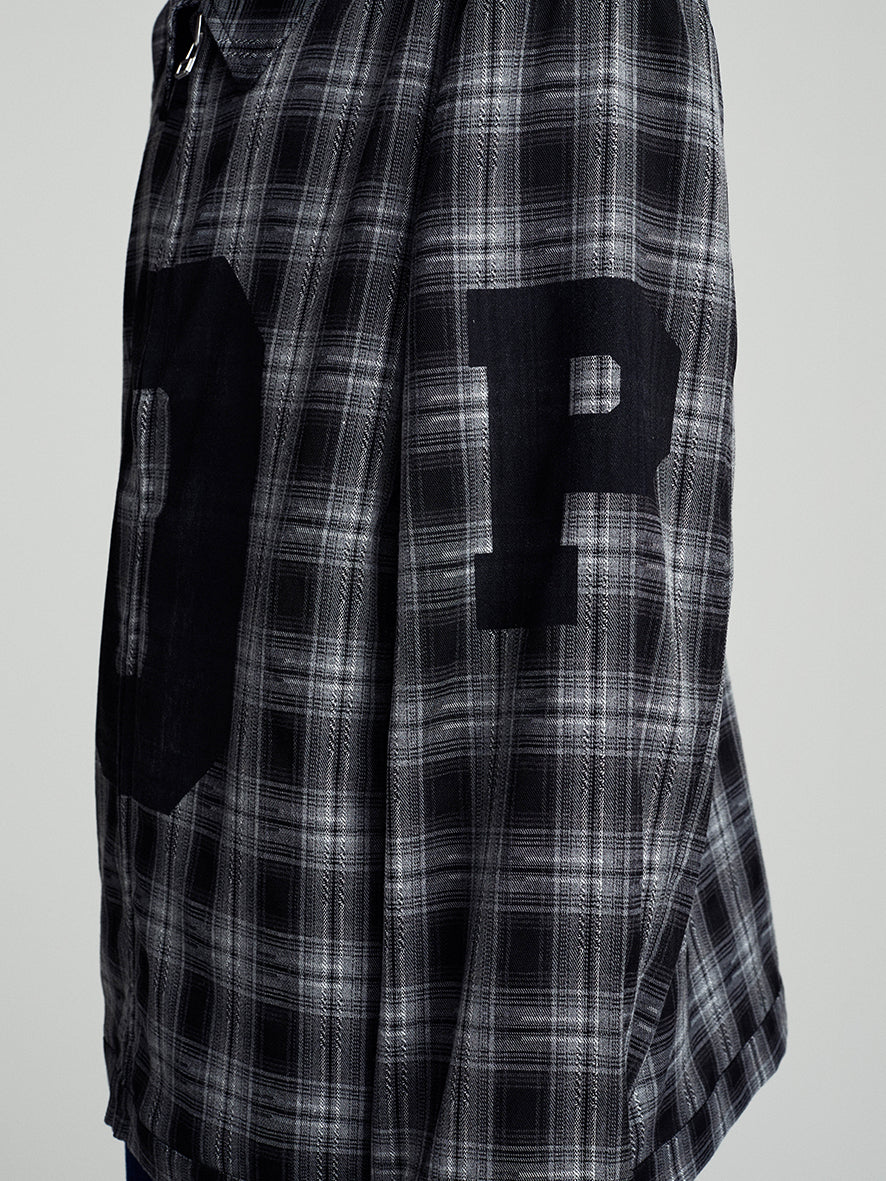 Pop Trading, CHECKED FOOTBALL JACKET, CHARCOAL