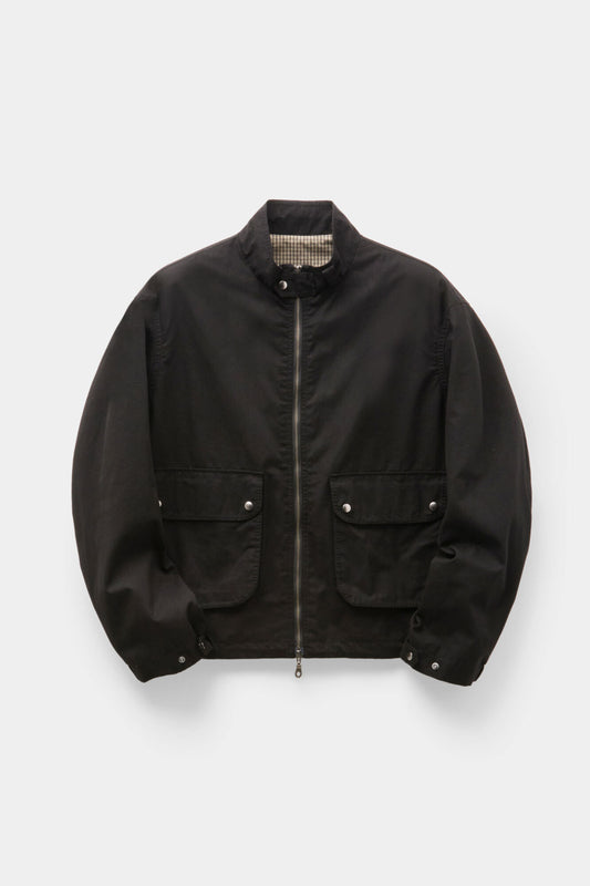 COOR, Stand collar cotton washed jumper, Washed black