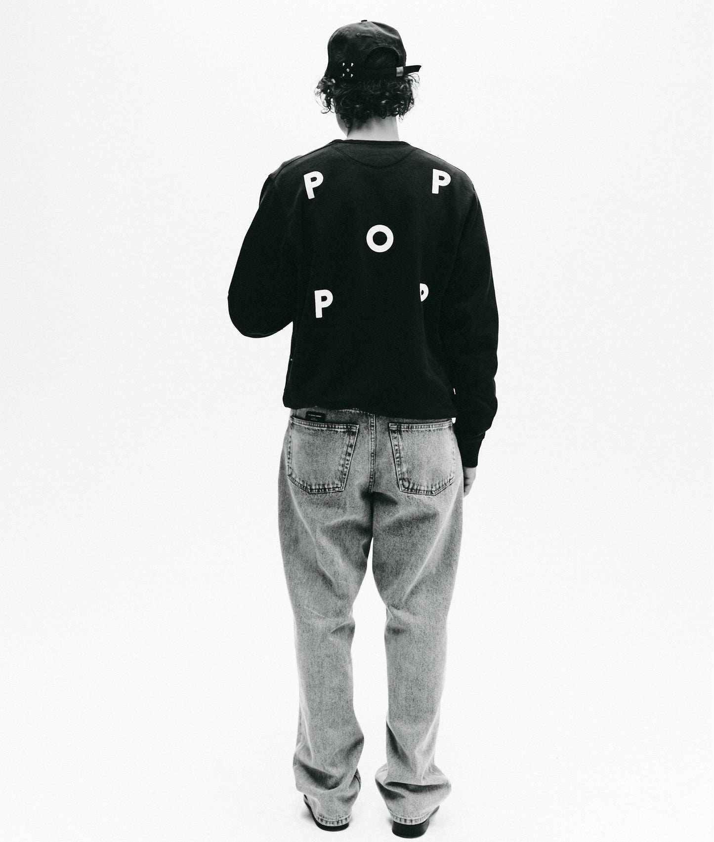 Pop Trading, POP LOGO CREWNECK SWEAT, BLACK/WHITE