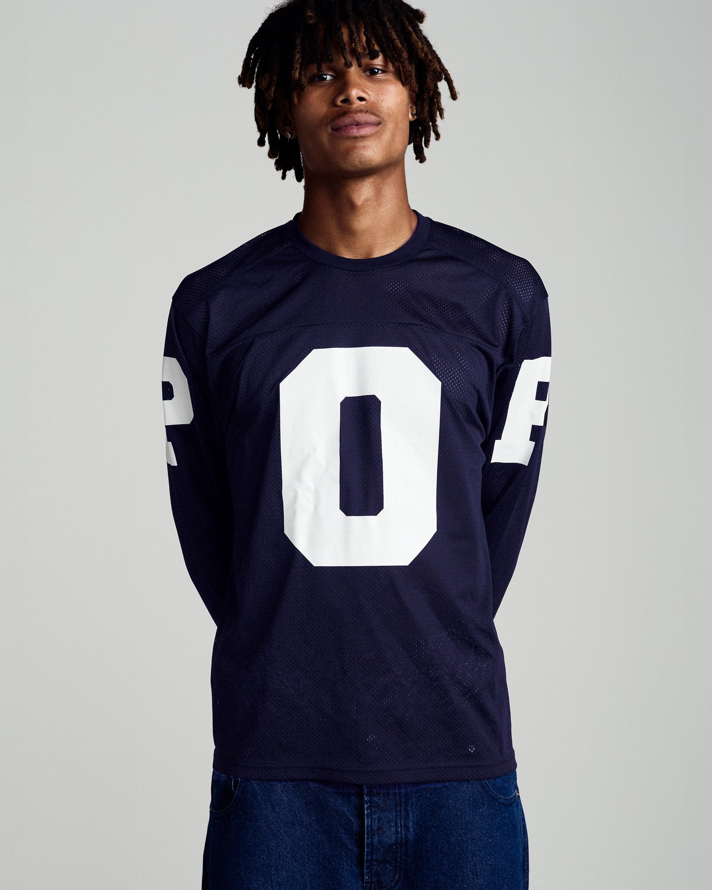 Pop Trading, MESH FOOTBALL LONGSLEEVE, NAVY